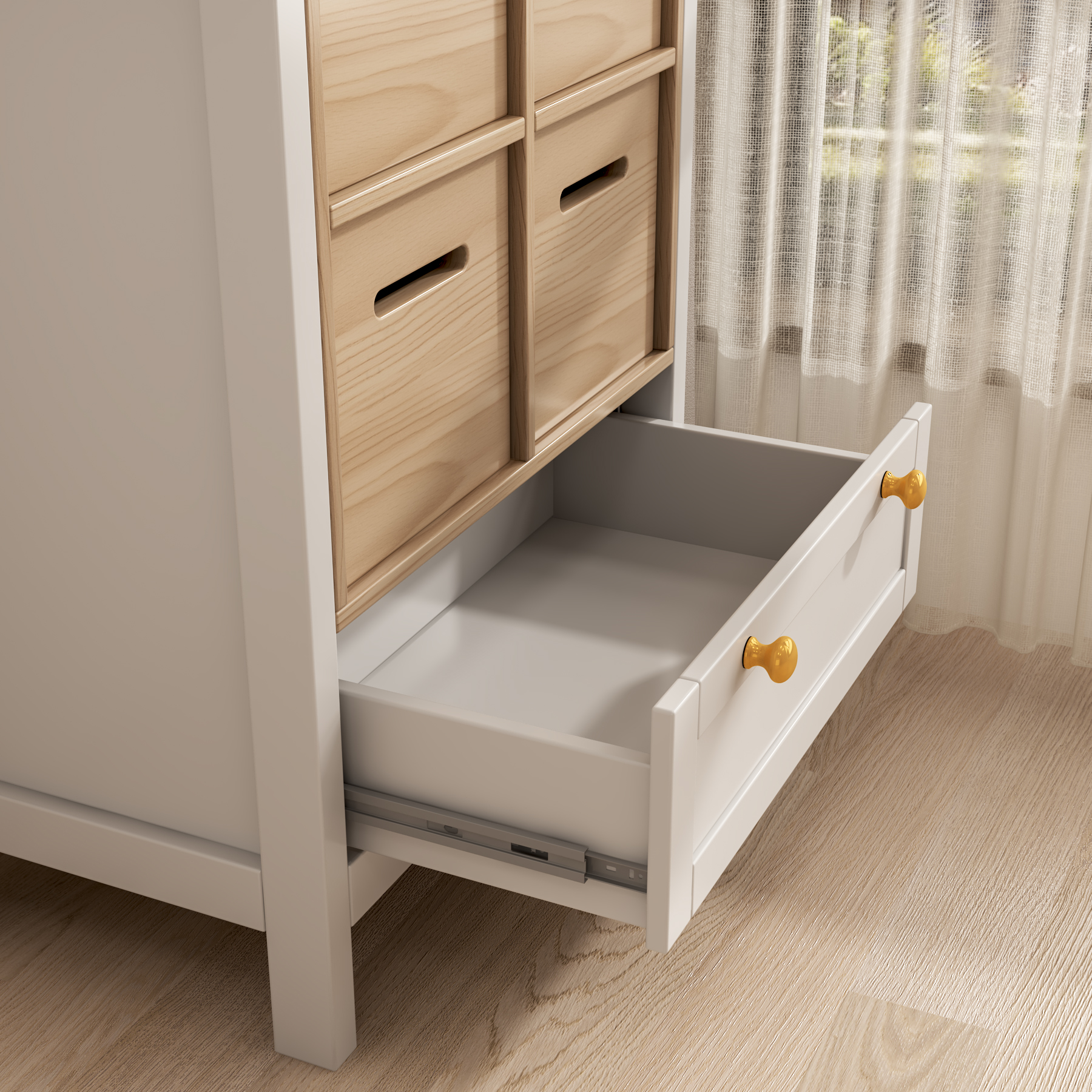 House-Shaped Kids Storage Cabinet | 4-Bin Toy Organizer with Drawer for Playroom