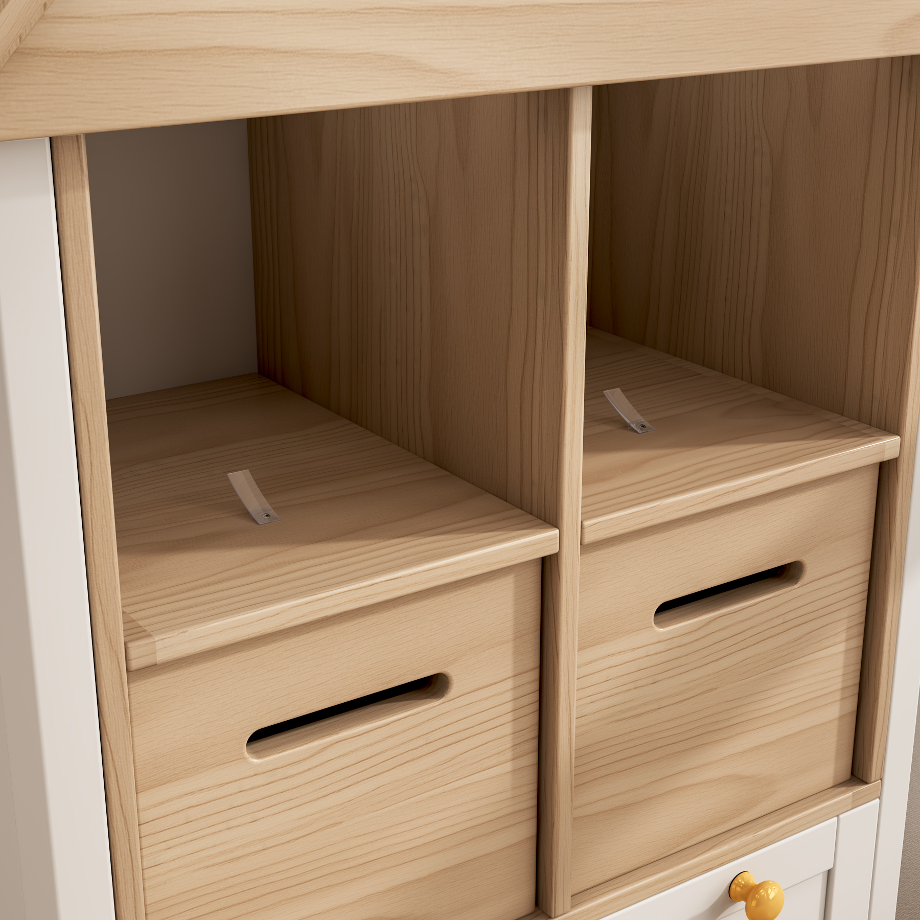 House-Shaped Kids Storage Cabinet | 4-Bin Toy Organizer with Drawer for Playroom