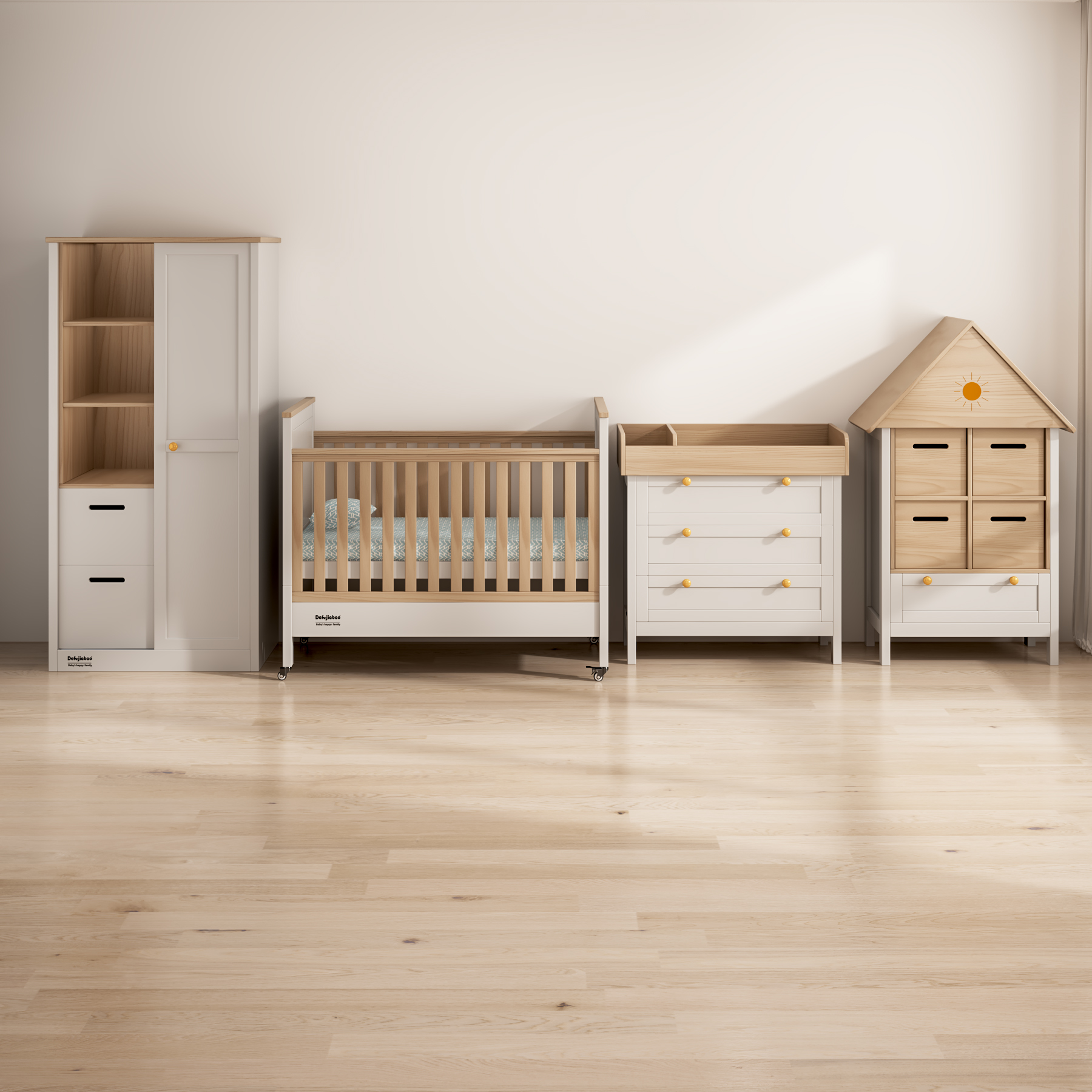 House-Shaped Kids Storage Cabinet | 4-Bin Toy Organizer with Drawer for Playroom