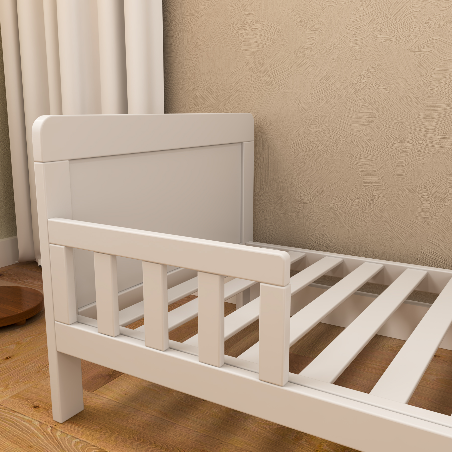 Classic White Convertible Baby Crib | Wooden Nursery Bed with Adjustable Height