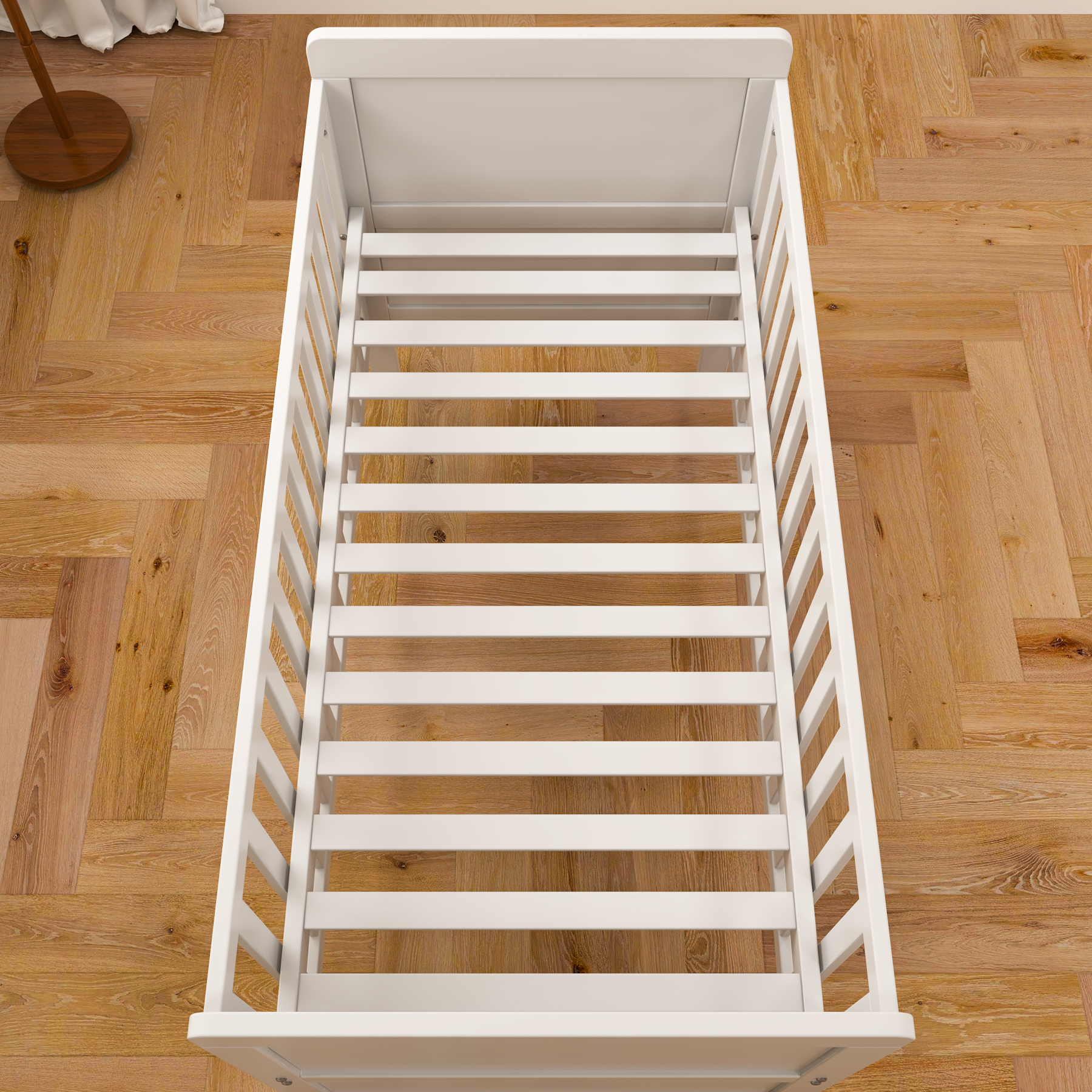 Classic White Convertible Baby Crib | Wooden Nursery Bed with Adjustable Height