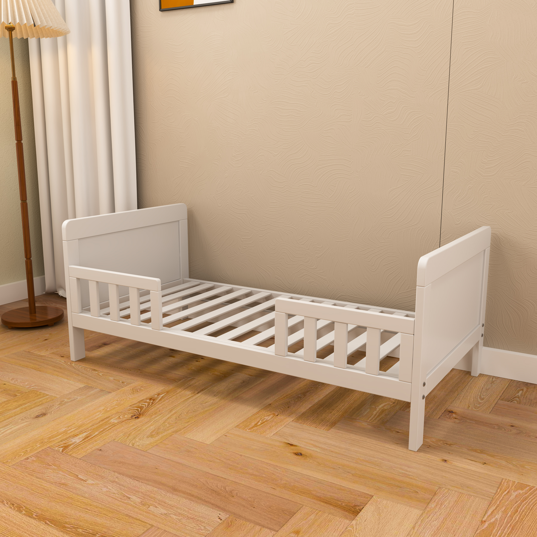 Classic White Convertible Baby Crib | Wooden Nursery Bed with Adjustable Height