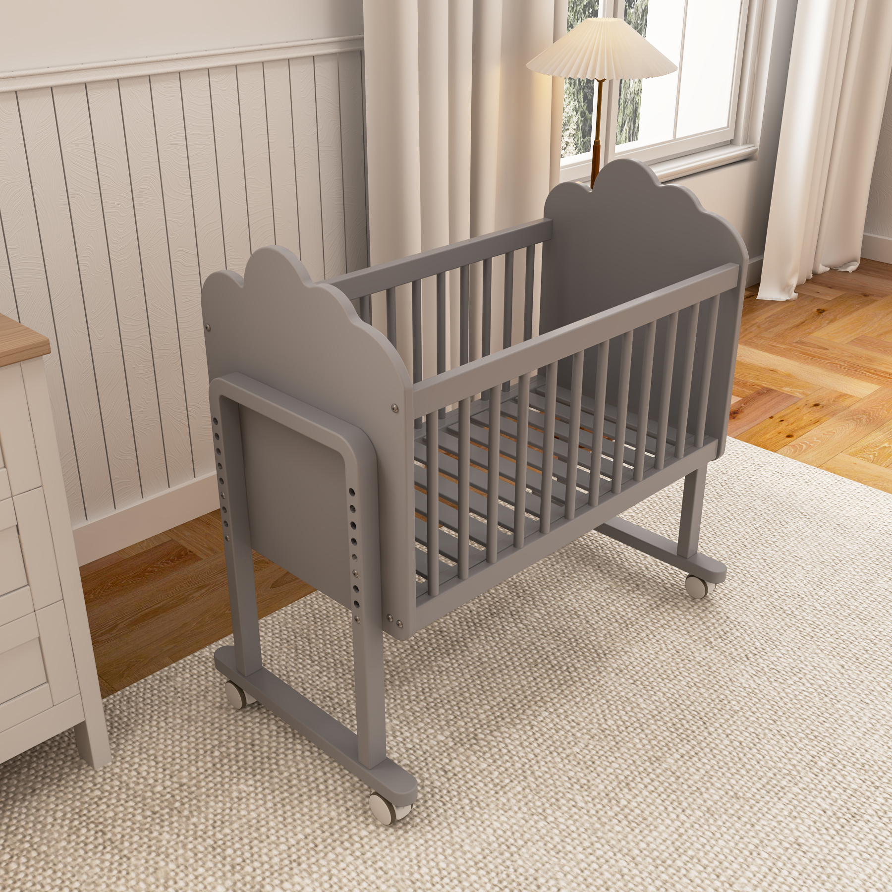 Cloud-Shaped Baby Bassinet | Adjustable Height Bedside Sleeper with Wheels