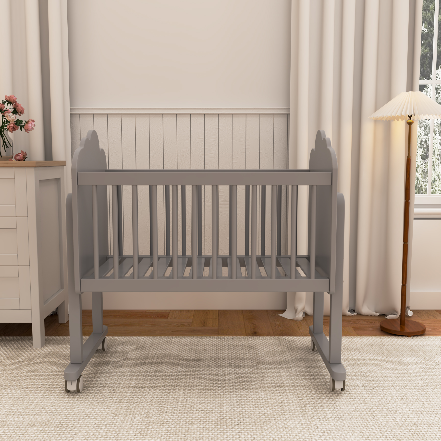 Cloud-Shaped Baby Bassinet | Adjustable Height Bedside Sleeper with Wheels