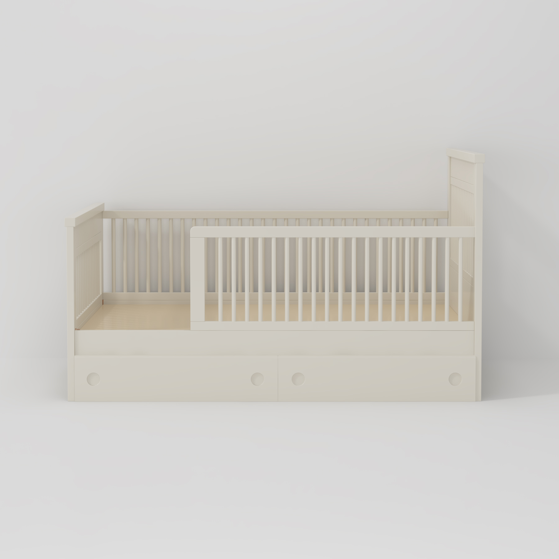 White Convertible Baby Crib with Drawer | 3-in-1 Toddler Bed with Storage