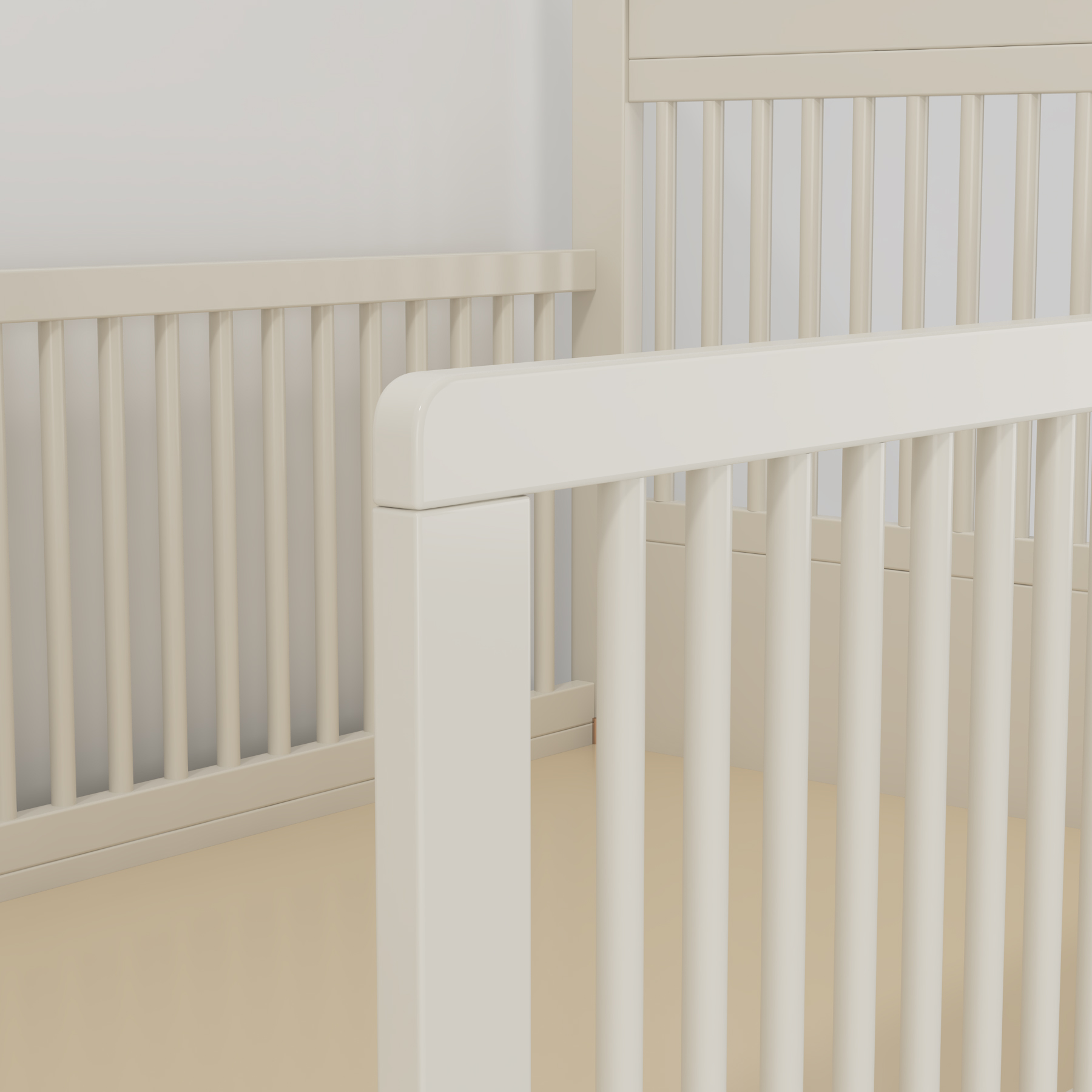 White Convertible Baby Crib with Drawer | 3-in-1 Toddler Bed with Storage