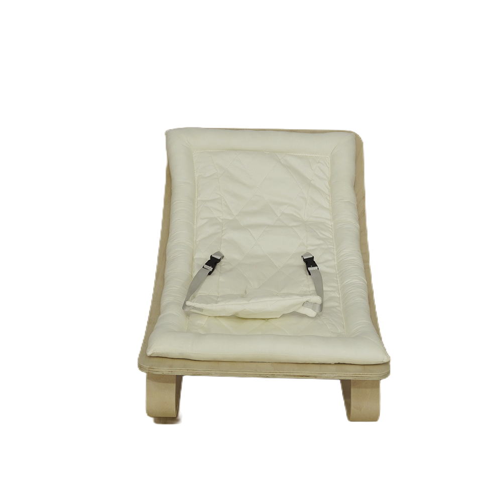 Natural Wood Baby Bouncer | Ergonomic Rocker with Soft Cotton Cushion