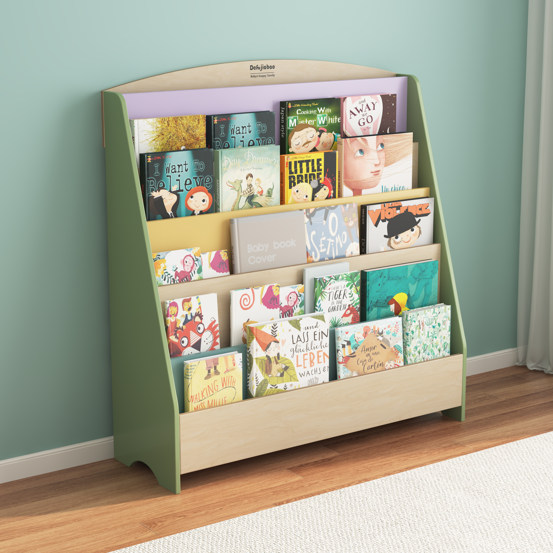 Kids Book Rack with Storage | Wooden Children’s Bookshelf for Playroom