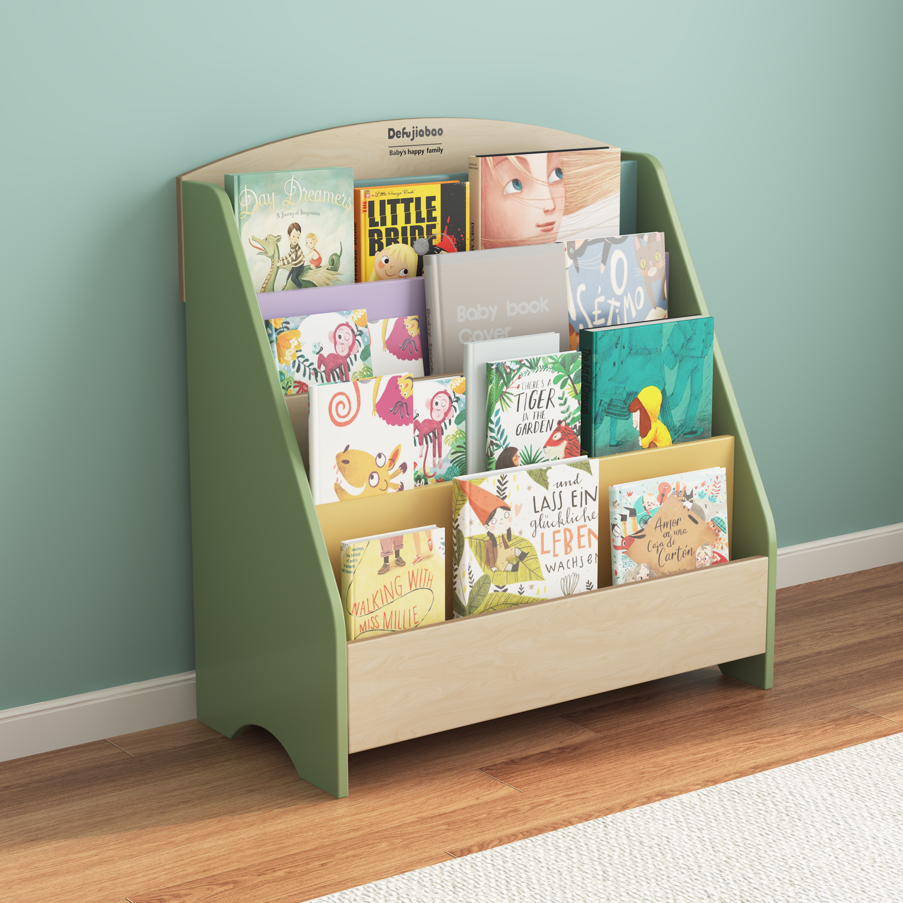 Kids Book Rack with Storage | Wooden Children’s Bookshelf for Playroom