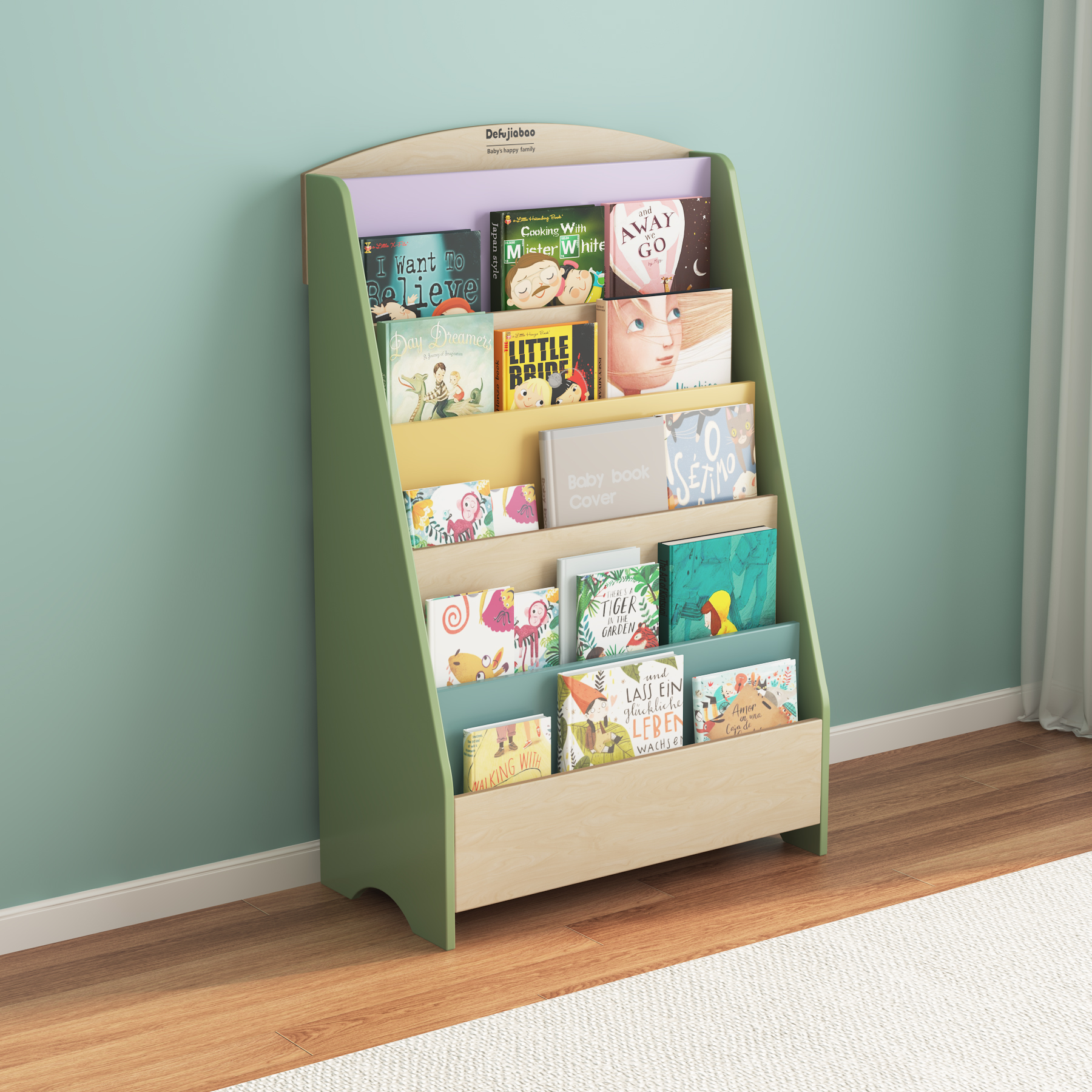 Kids Book Rack with Storage | Wooden Children’s Bookshelf for Playroom