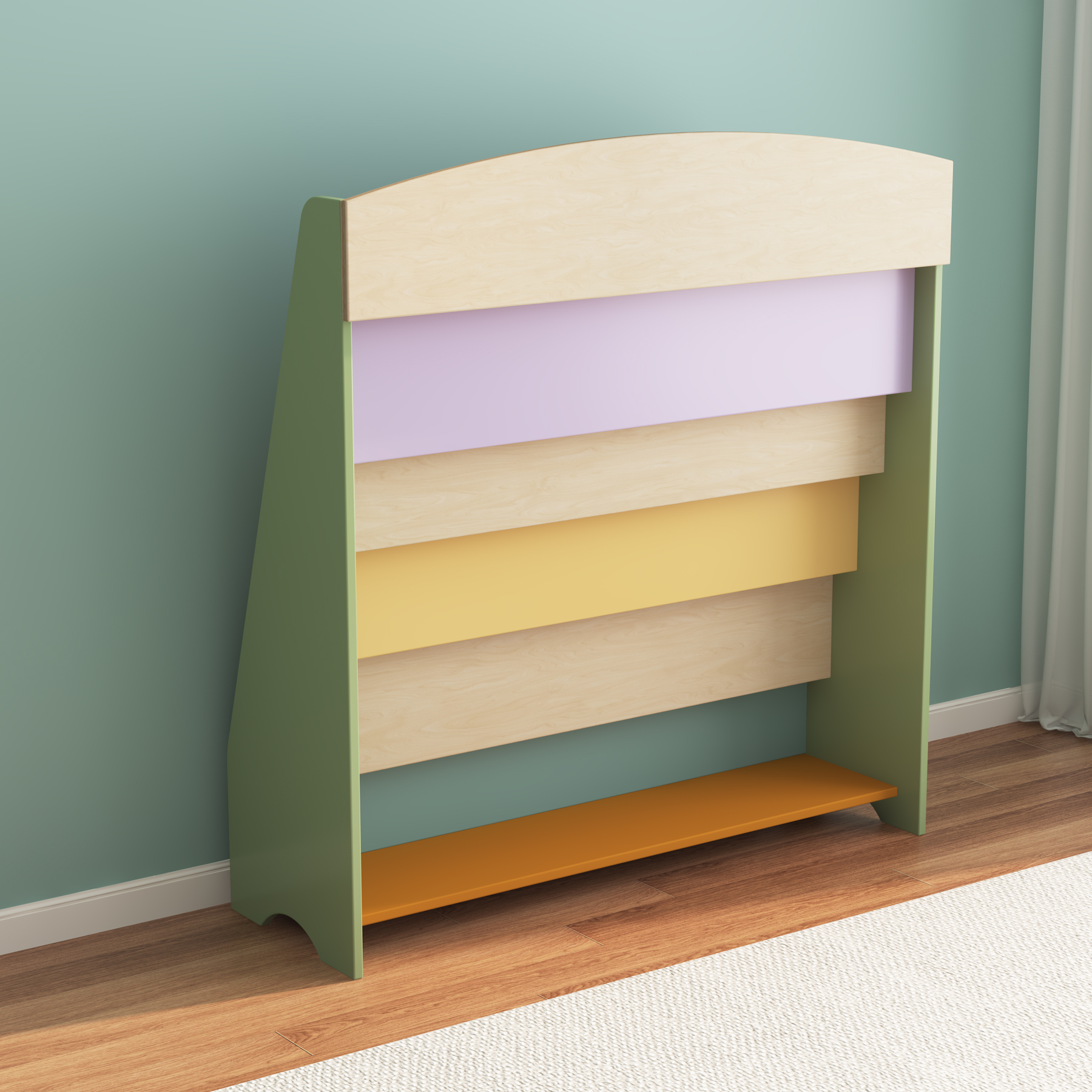 Kids Book Rack with Storage | Wooden Children’s Bookshelf for Playroom