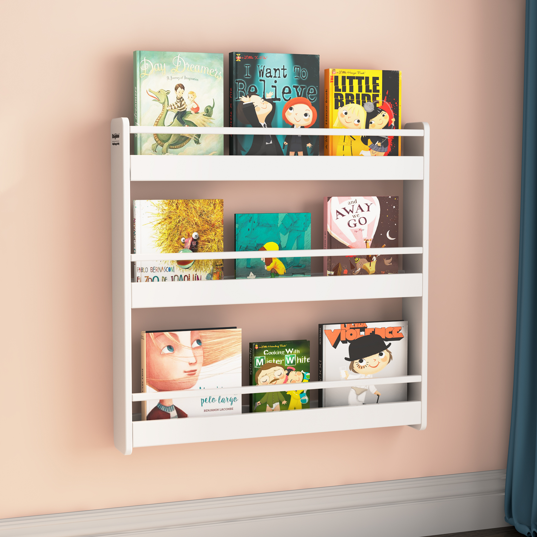 Wall-Mounted Kids Bookshelf | 4-Tier Front-Facing Book Rack