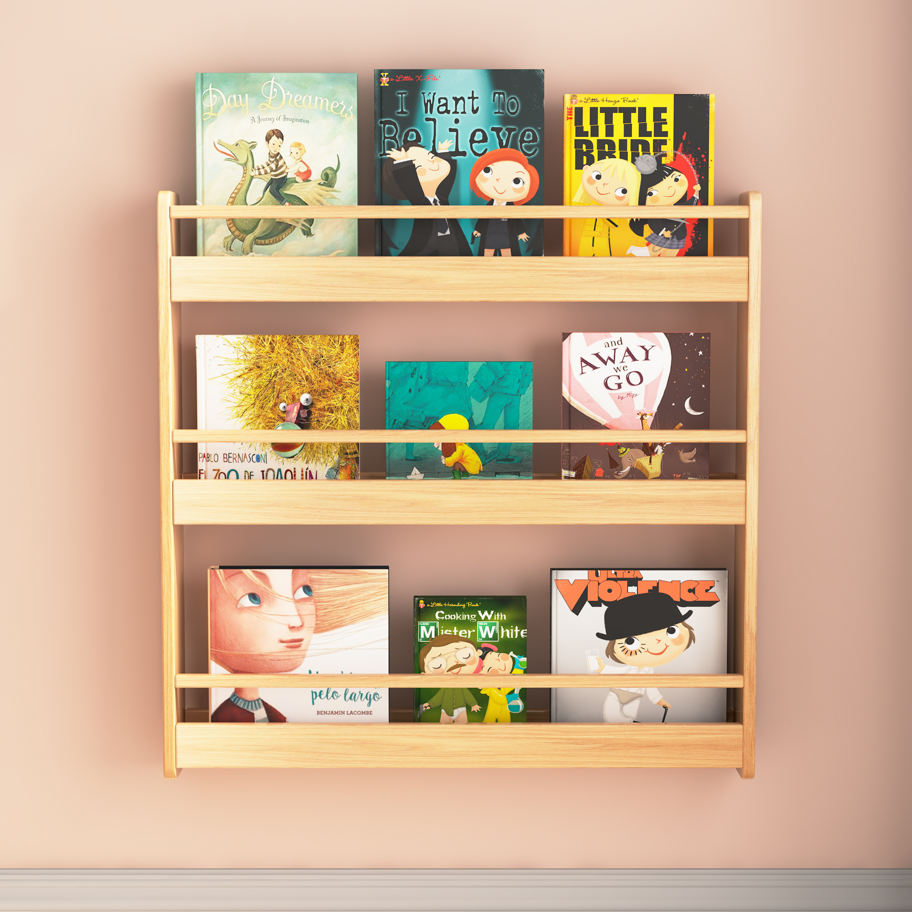 Wall-Mounted Kids Bookshelf | 4-Tier Front-Facing Book Rack