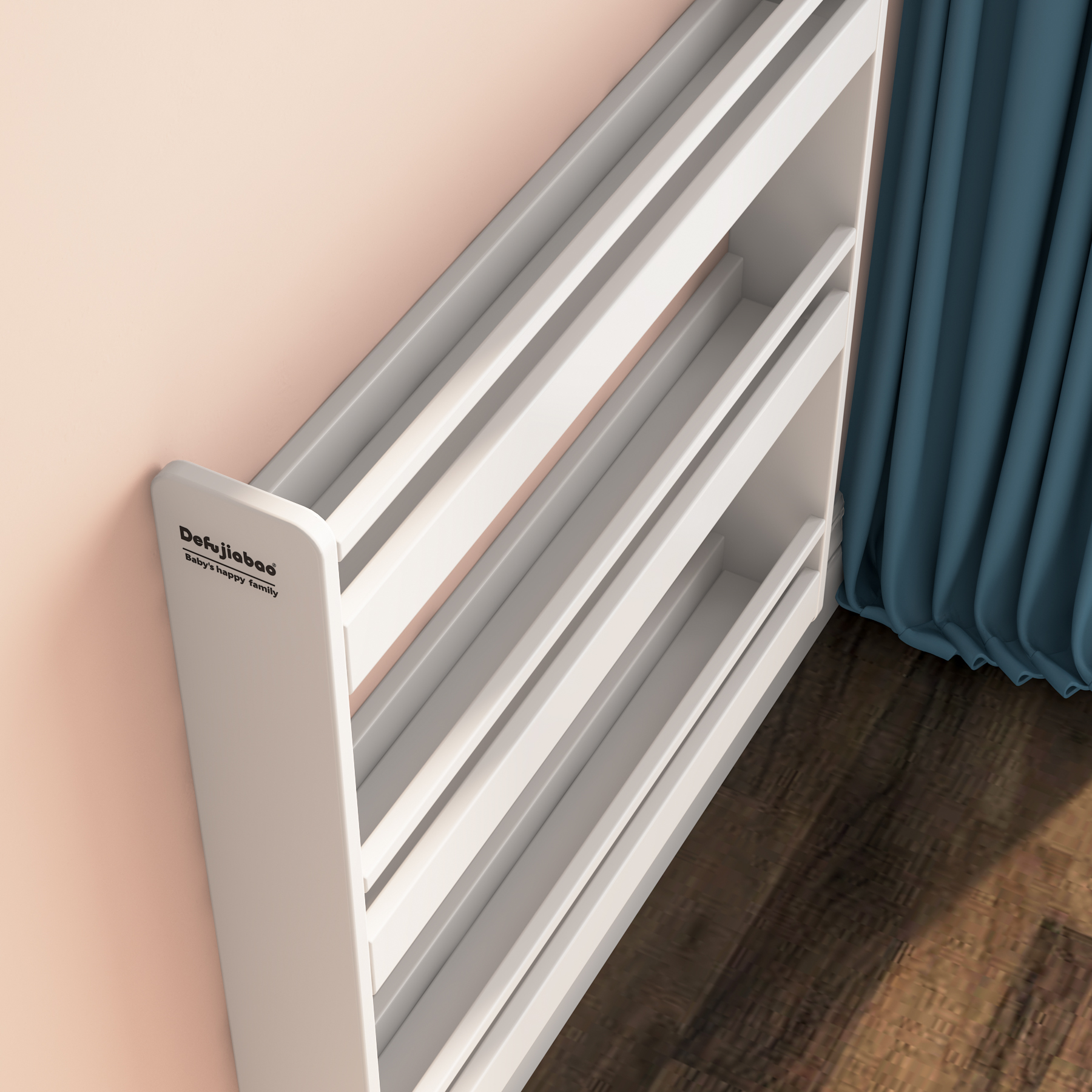 Wall-Mounted Kids Bookshelf | 4-Tier Front-Facing Book Rack