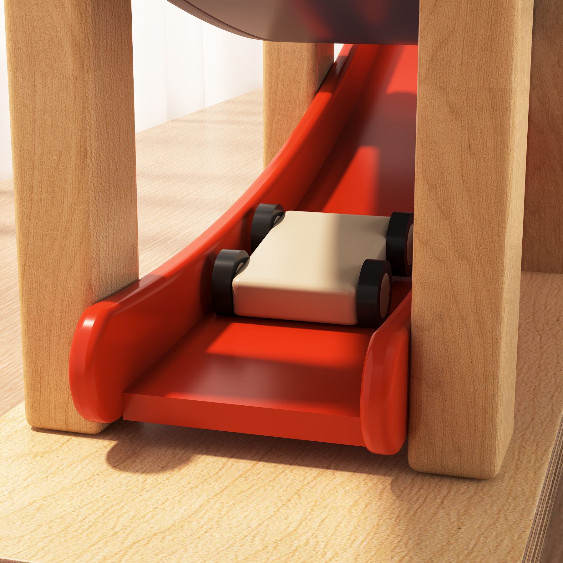 Wooden Car Ramp Toy | 4-Tier Race Track with 6 Mini Cars for Toddlers