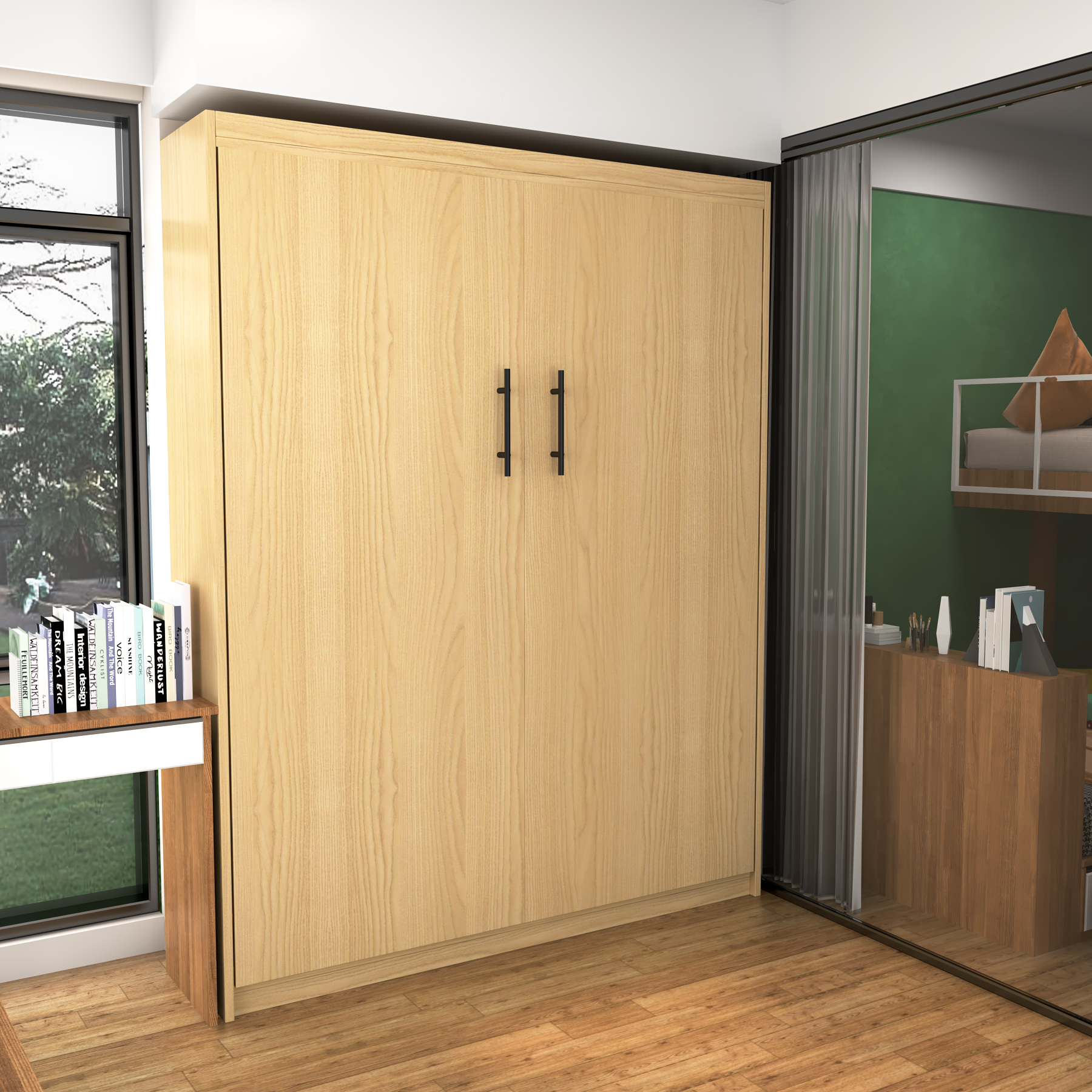 Queen Size Murphy Bed | Wooden Wall Bed with Space-Saving Design