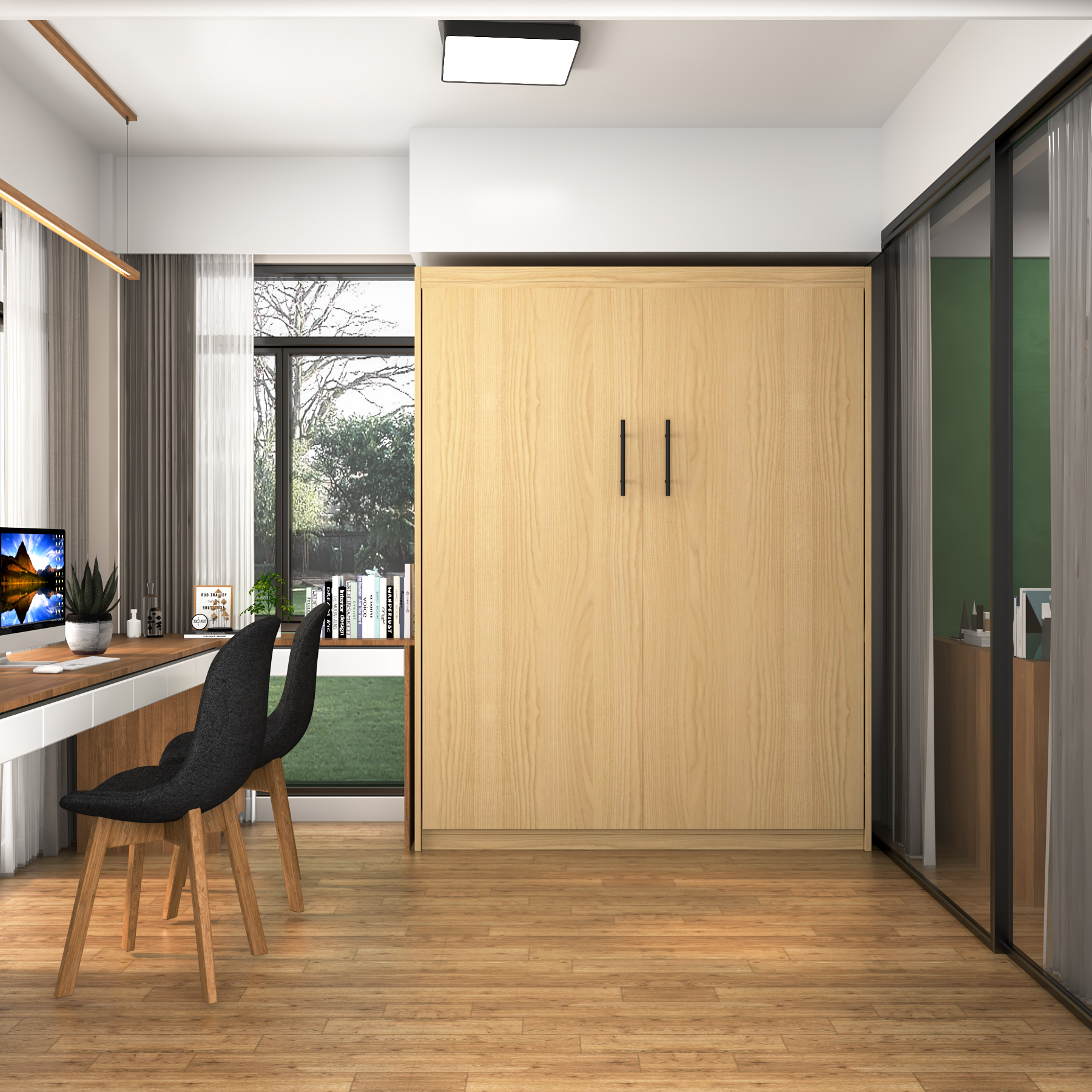 Queen Size Murphy Bed | Wooden Wall Bed with Space-Saving Design