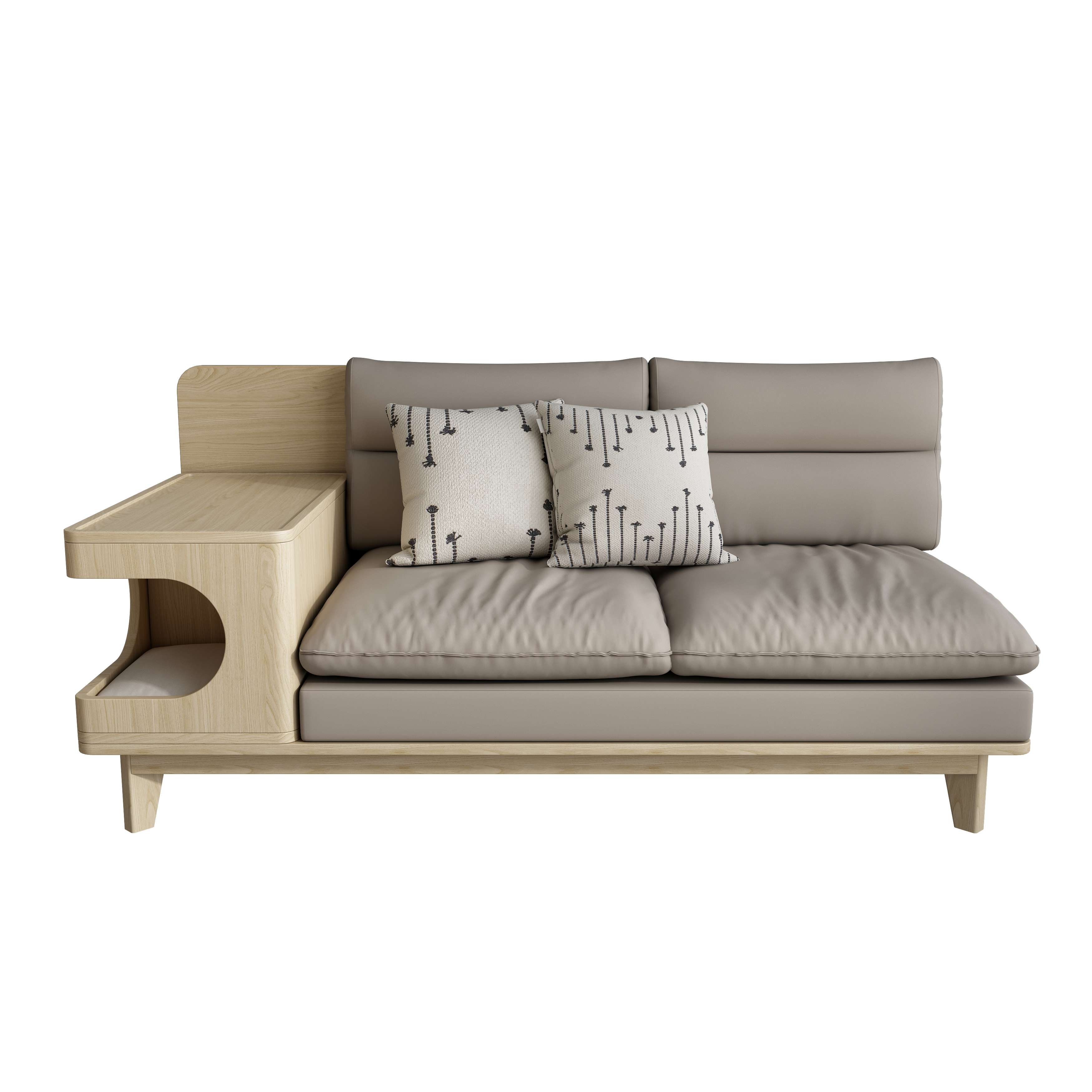 Wooden Cat Sofa with Side Table | 2-Seater Cat Couch with Hidden Cat Nook