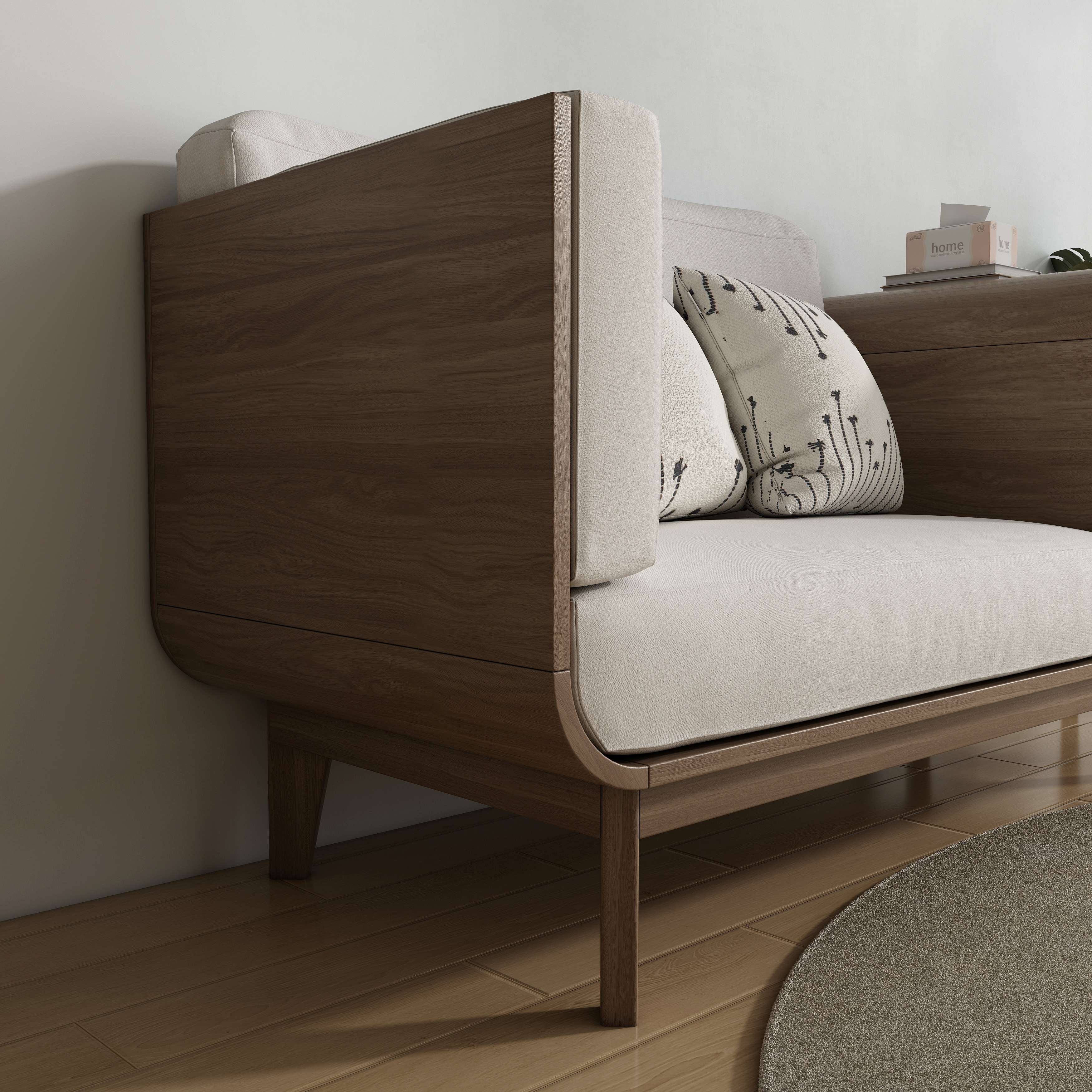 Wooden Pet Sofa with Side Table | 2-in-1 Couch with Hidden Cat Bed & Cushion