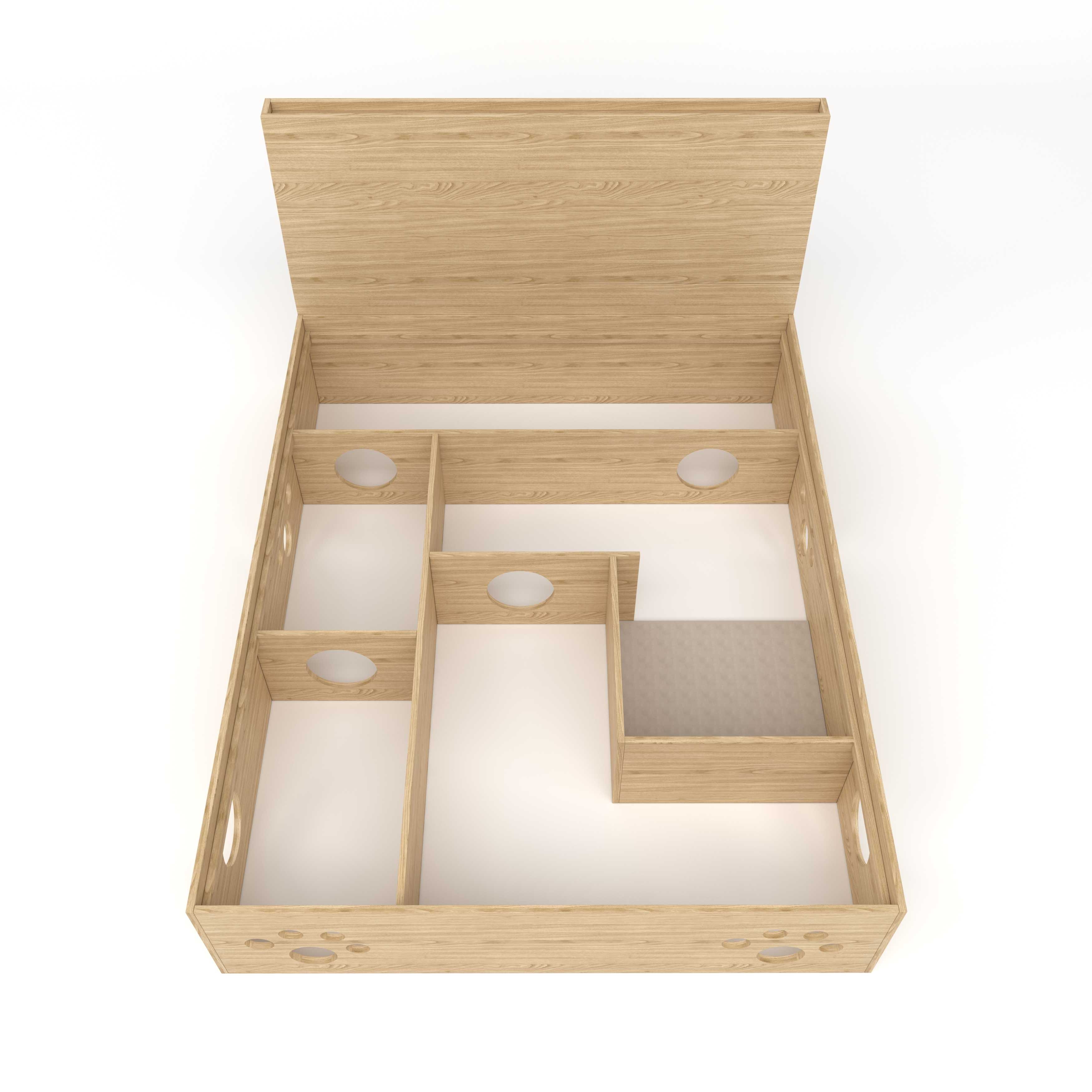 Cat Paw Cutout Wooden Bed Frame | Cat-Friendly Platform Bed with Under-Bed Cat Nooks