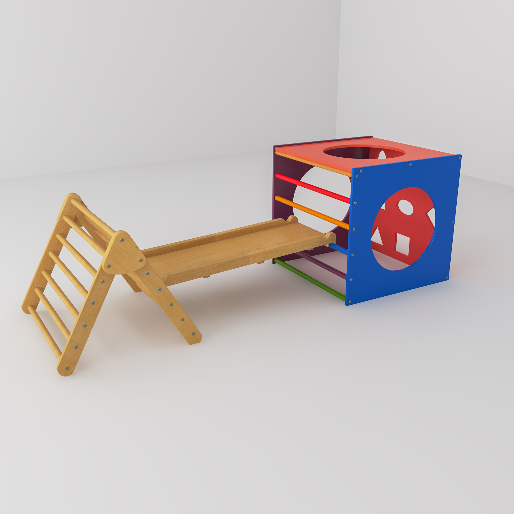 Wooden Toddler Climber Set | Indoor Montessori Play Gym with Slide & Tunnel