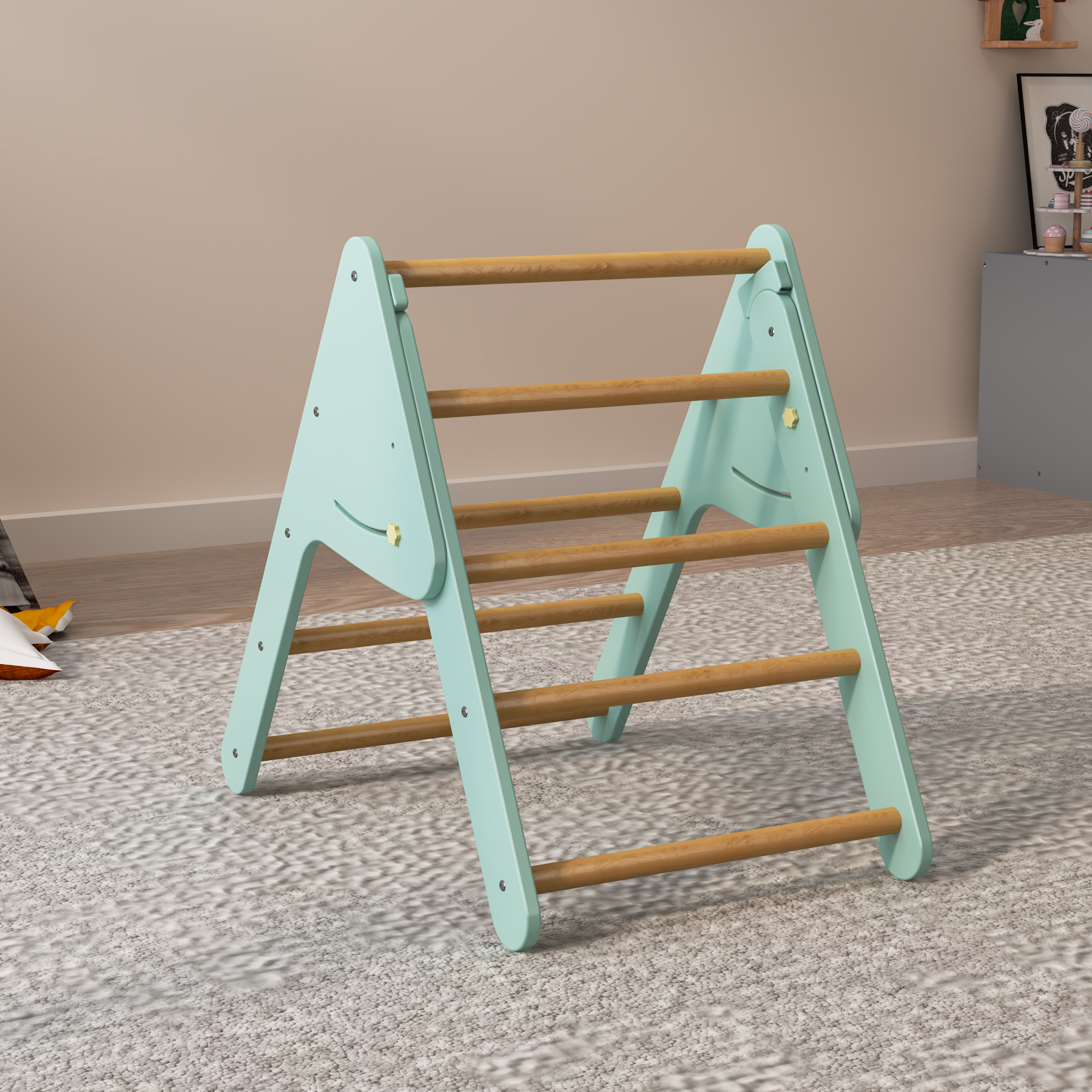 Foldable Wooden Toddler Climber | Montessori Indoor Pikler Triangle Play Gym