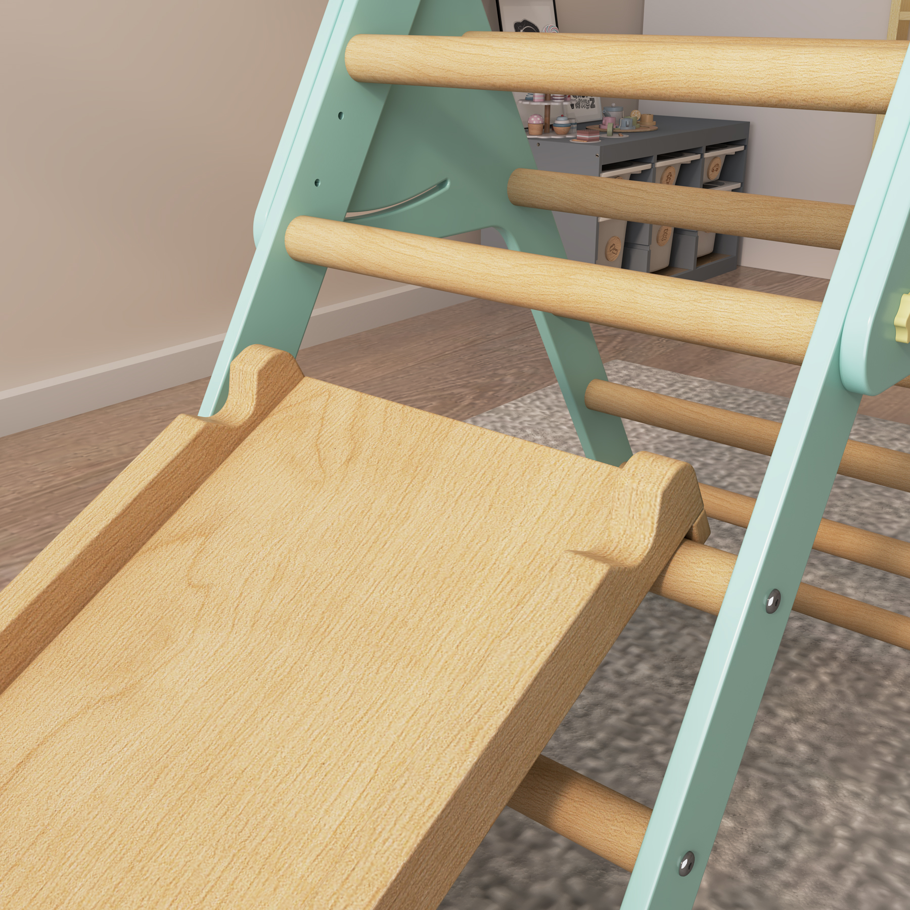 Foldable Wooden Toddler Climber | Montessori Indoor Pikler Triangle Play Gym