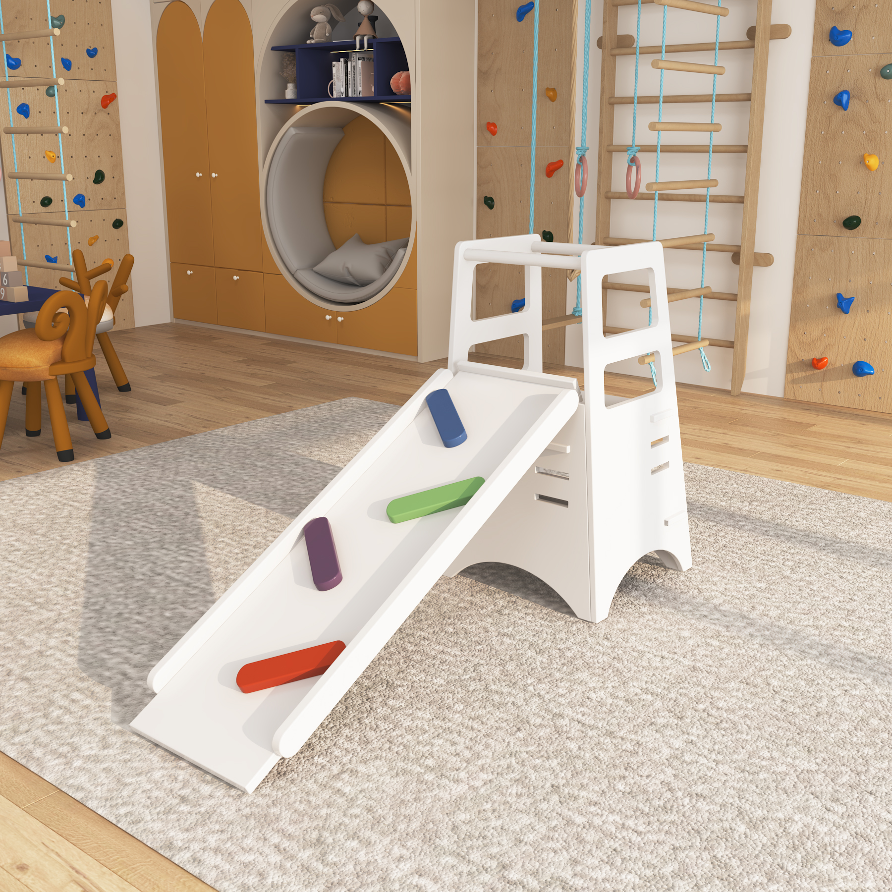 Wooden Toddler Slide Climber | 2-in-1 Pikler Activity Gym for Indoor Motor Skills