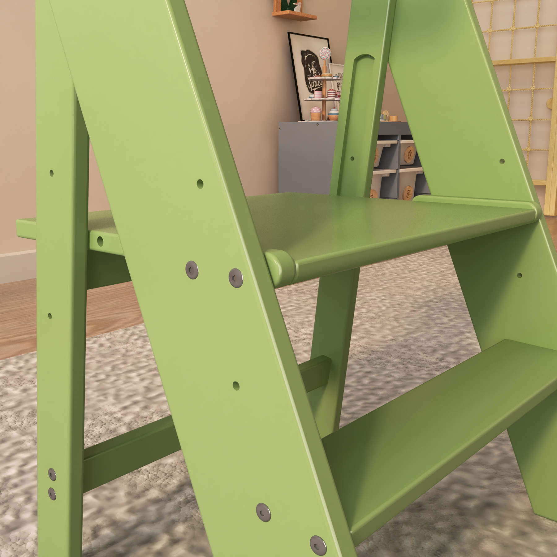 Foldable Wooden Toddler Learning Tower | Adjustable Kitchen Helper Step Stool