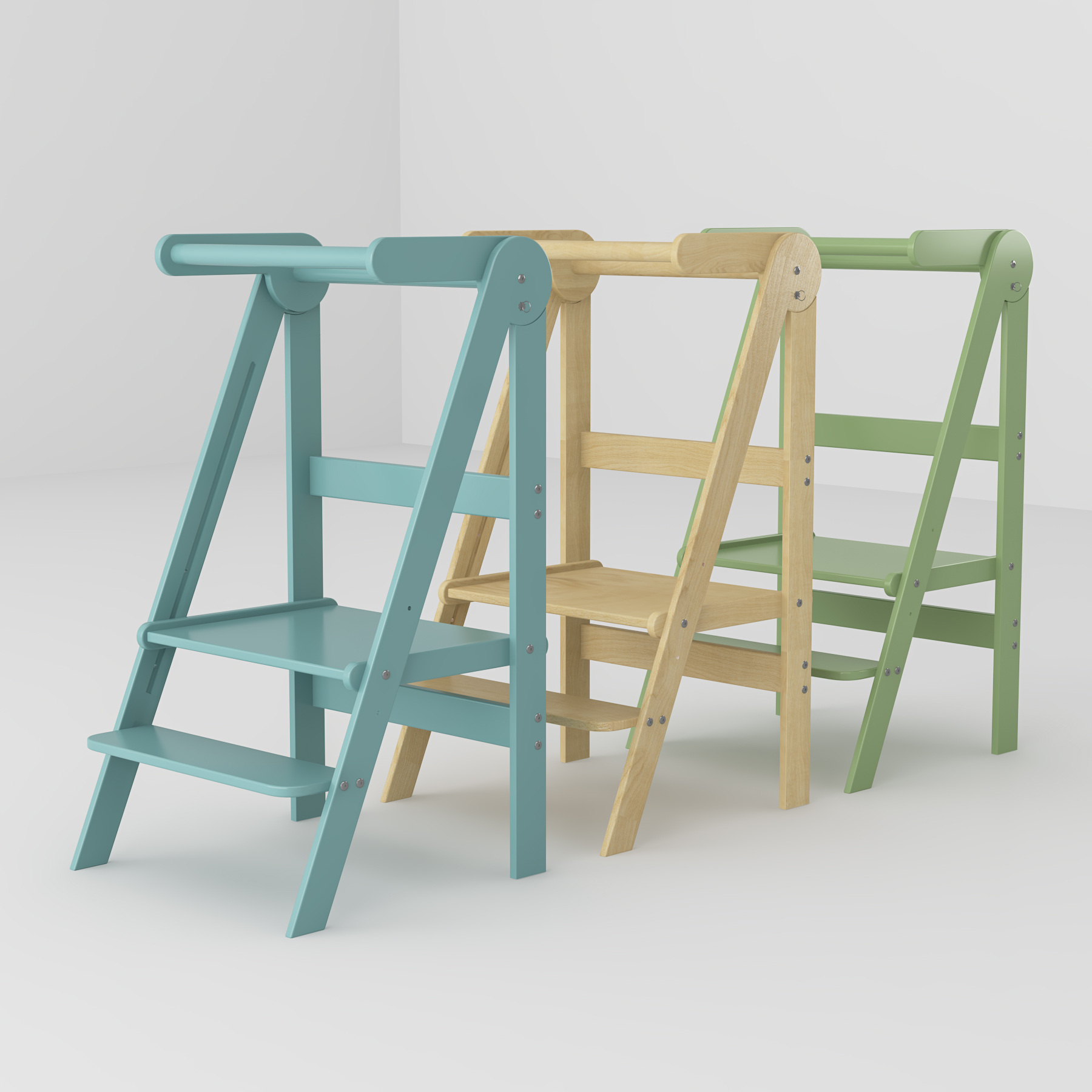 Foldable Wooden Toddler Learning Tower | Adjustable Kitchen Helper Step Stool