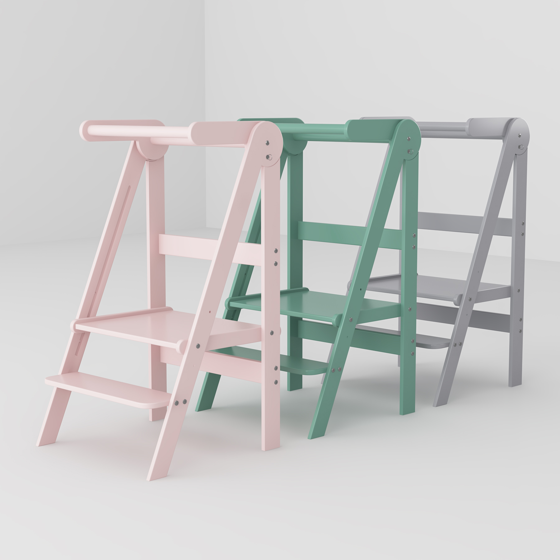 Foldable Wooden Toddler Learning Tower | Adjustable Kitchen Helper Step Stool