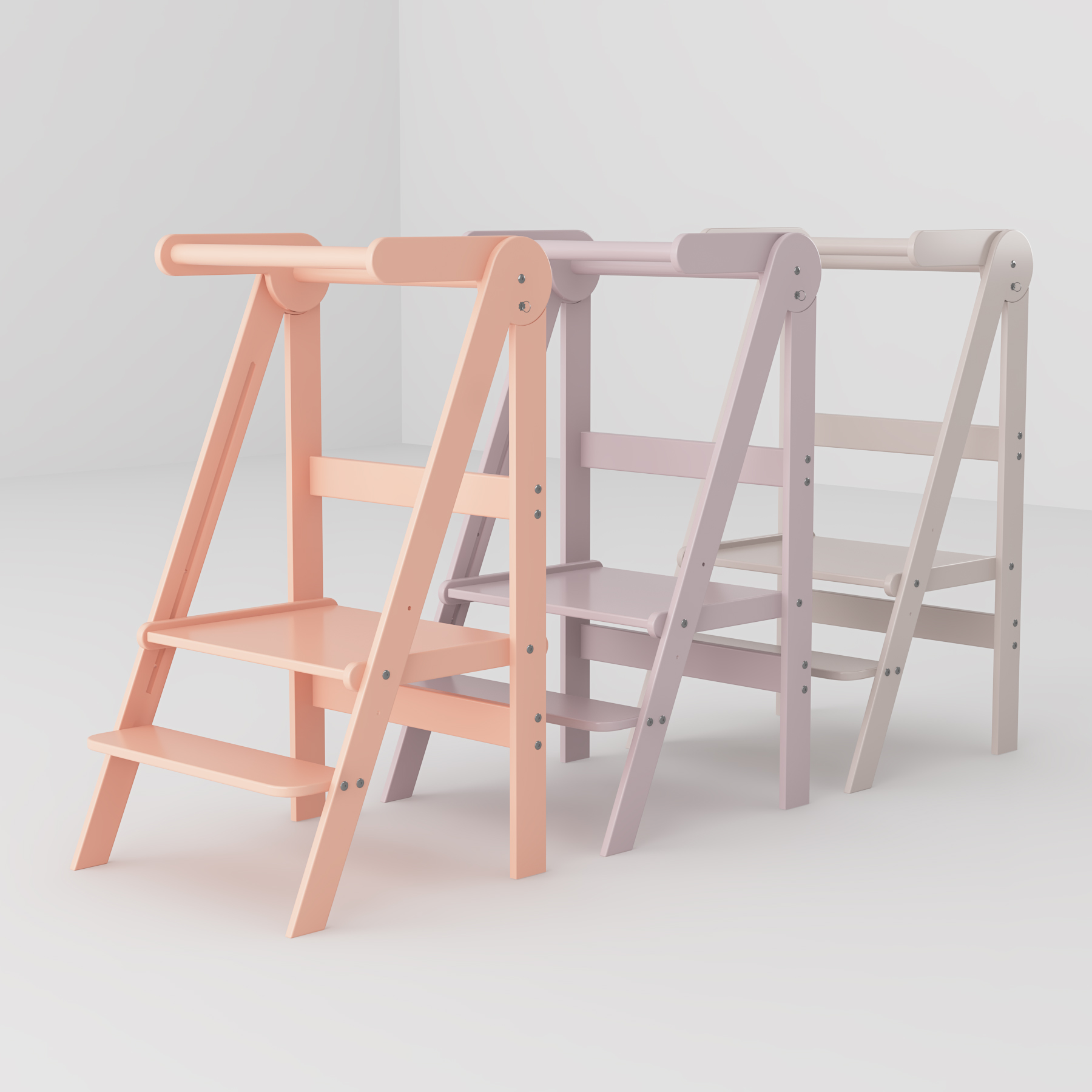 Foldable Wooden Toddler Learning Tower | Adjustable Kitchen Helper Step Stool