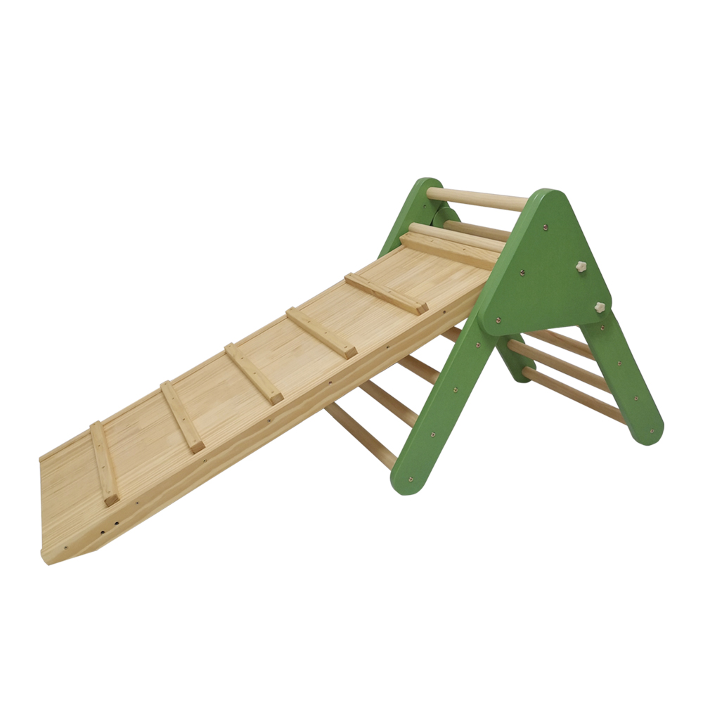 2-In-1 Pikler Triangle Slide Ramp | Montessori Toddler Climbing Play Gym for Motor Skills