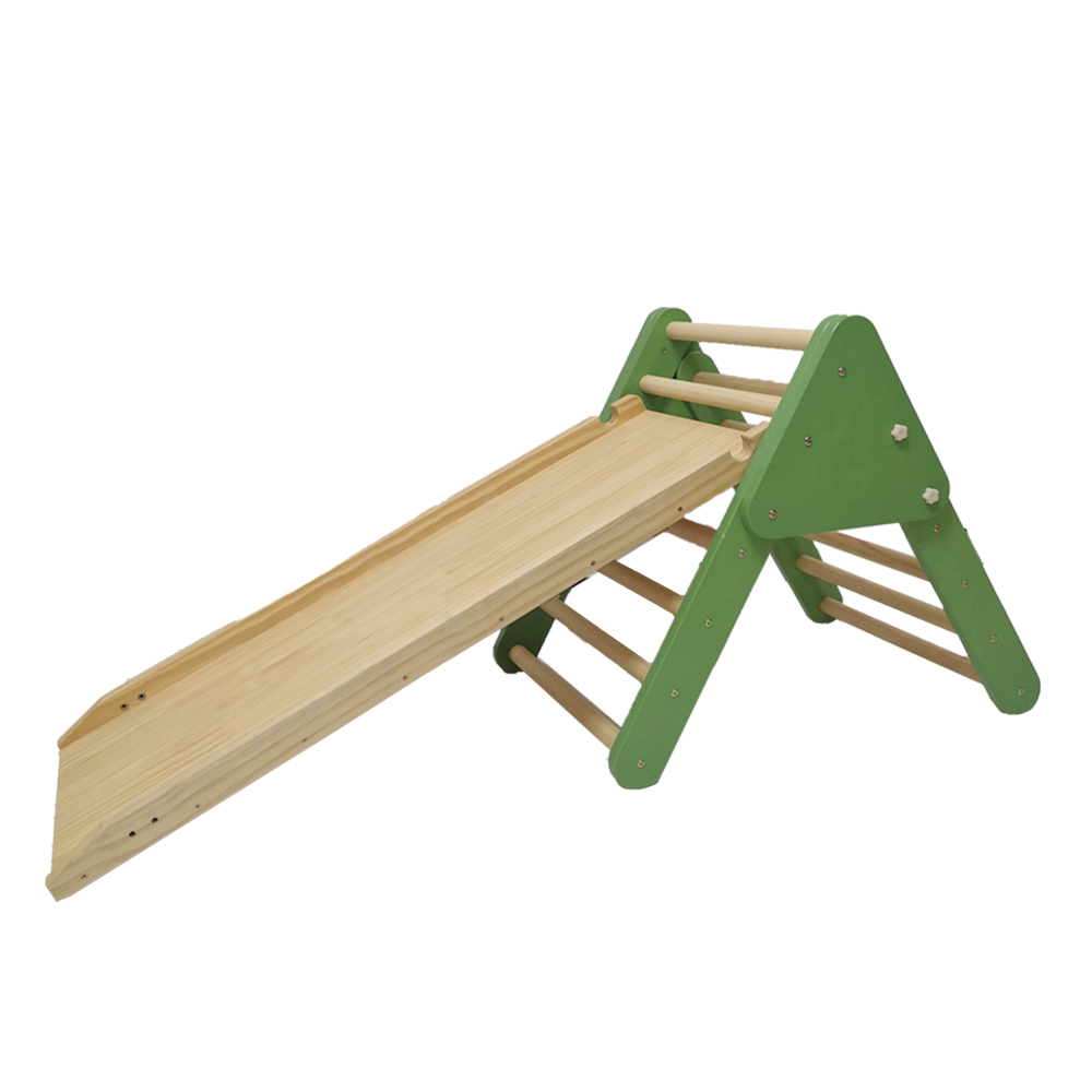 2-In-1 Pikler Triangle Slide Ramp | Montessori Toddler Climbing Play Gym for Motor Skills