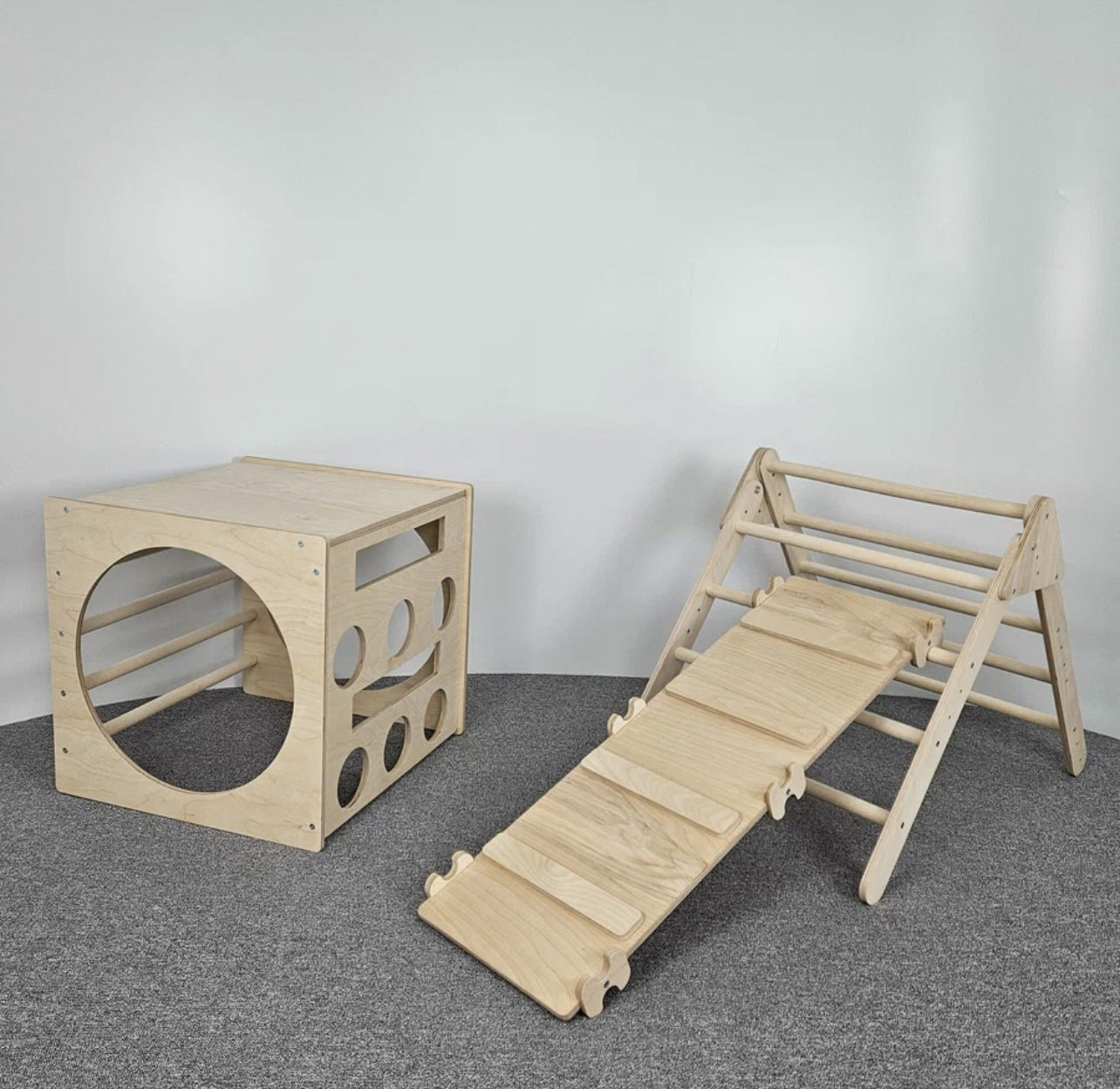 Wooden Pikler Triangle Climbing Set | Montessori Toddler Indoor Crawl & Balance Play Gym