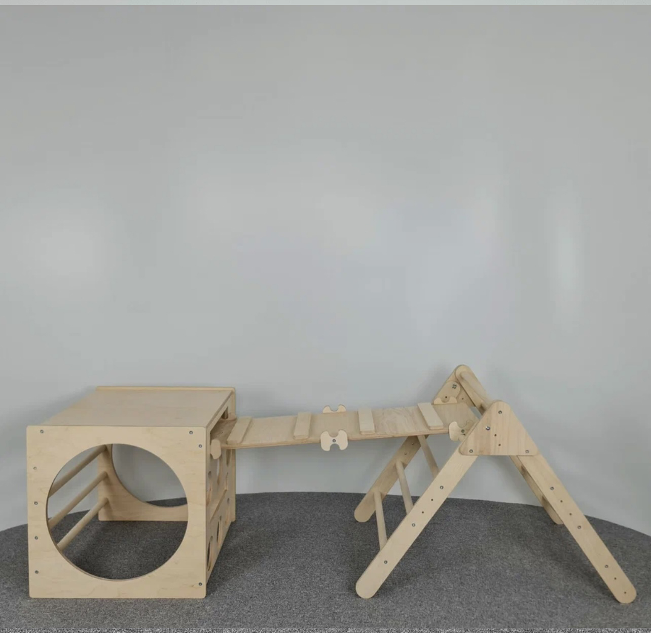 Wooden Pikler Triangle Climbing Set | Montessori Toddler Indoor Crawl & Balance Play Gym