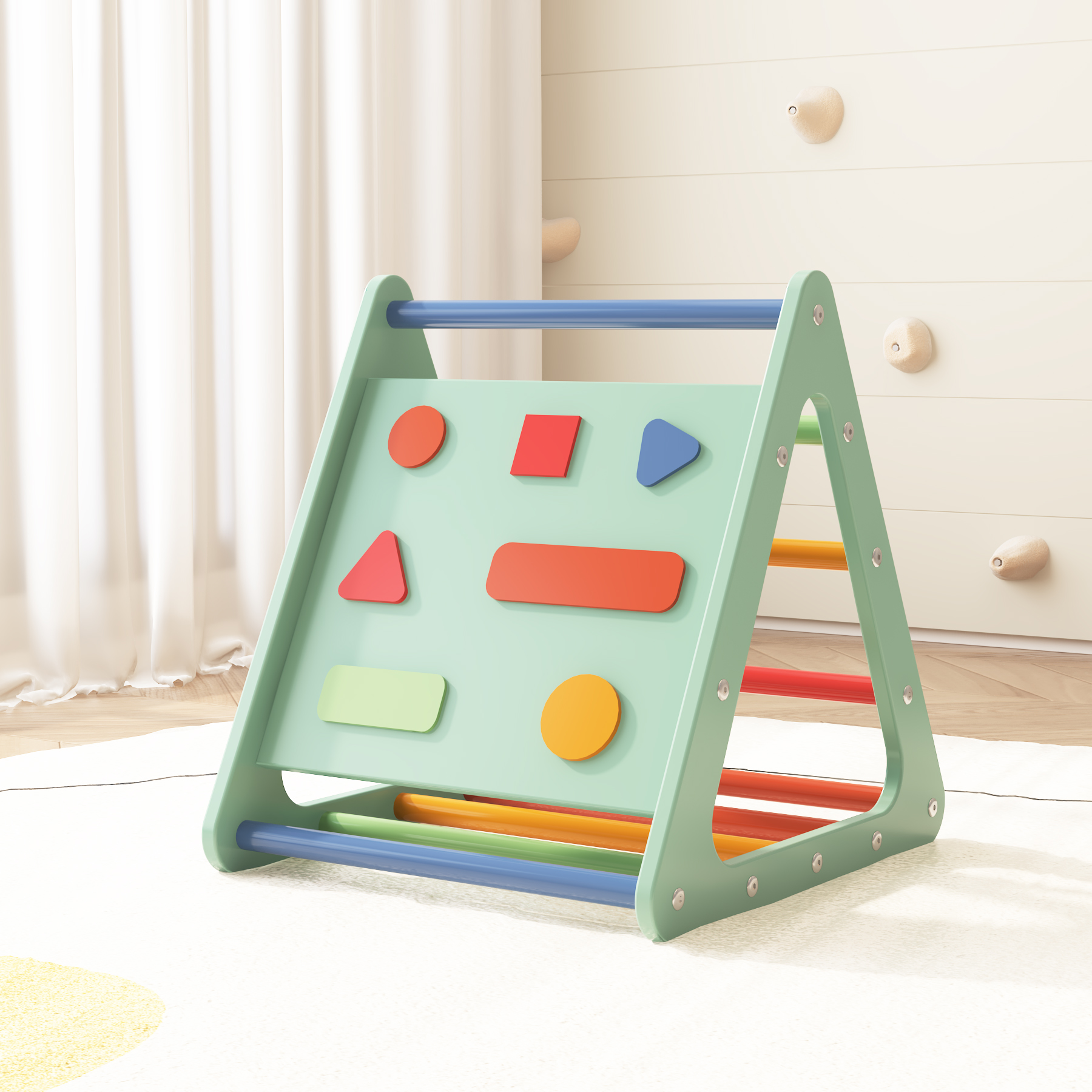 Montessori Shape Matching Pikler Triangle | Toddler Climbing & Cognitive Learning Play Gym