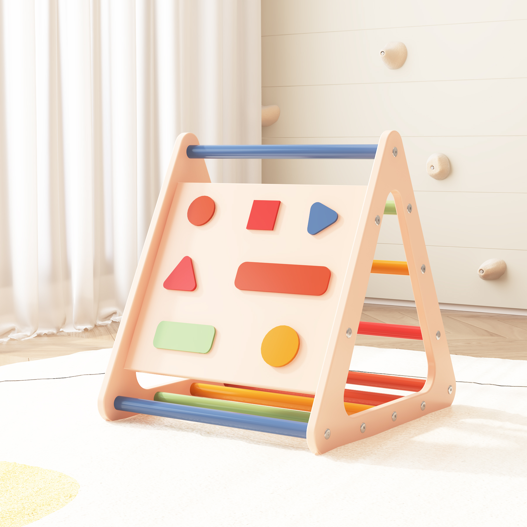 Montessori Shape Matching Pikler Triangle | Toddler Climbing & Cognitive Learning Play Gym