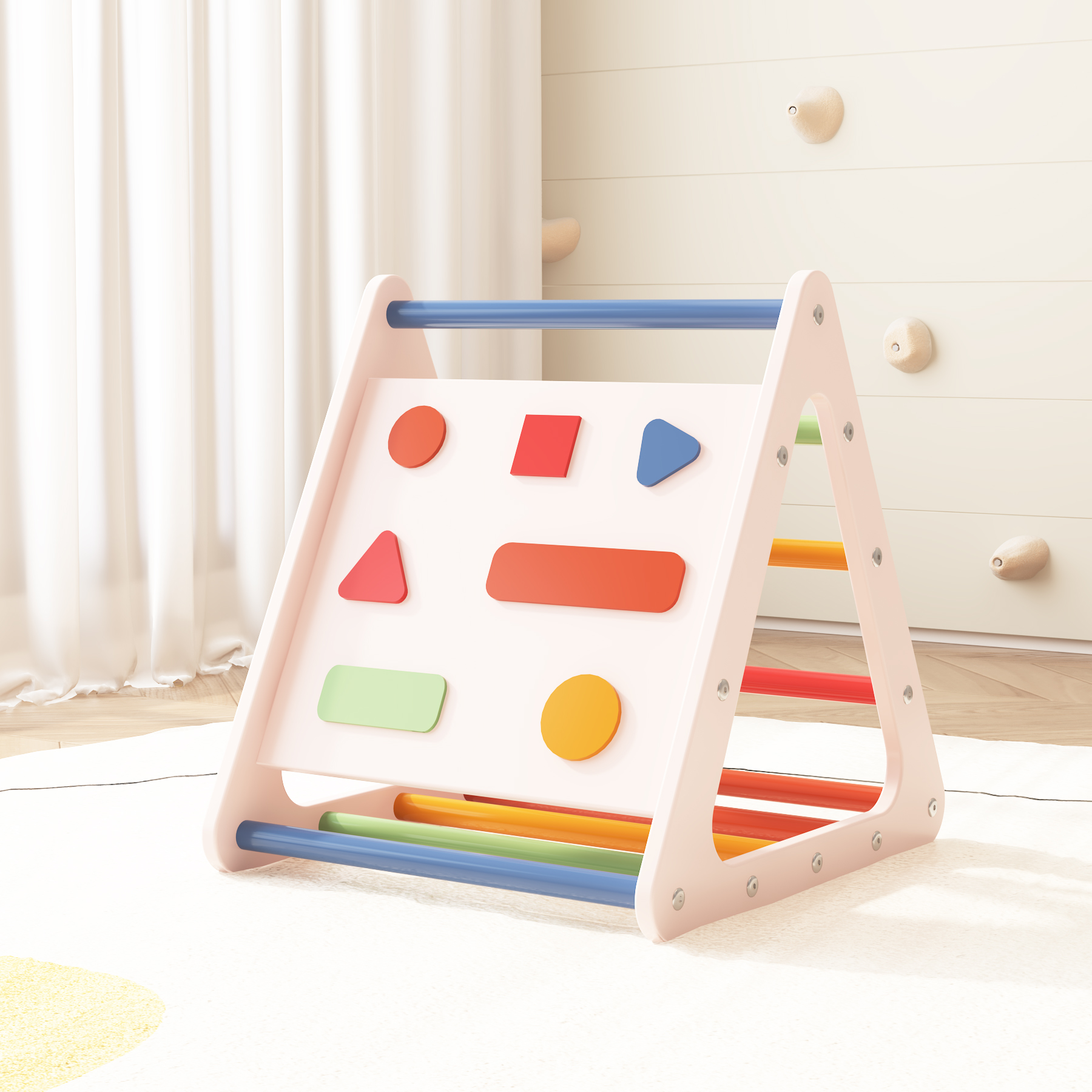 Montessori Shape Matching Pikler Triangle | Toddler Climbing & Cognitive Learning Play Gym