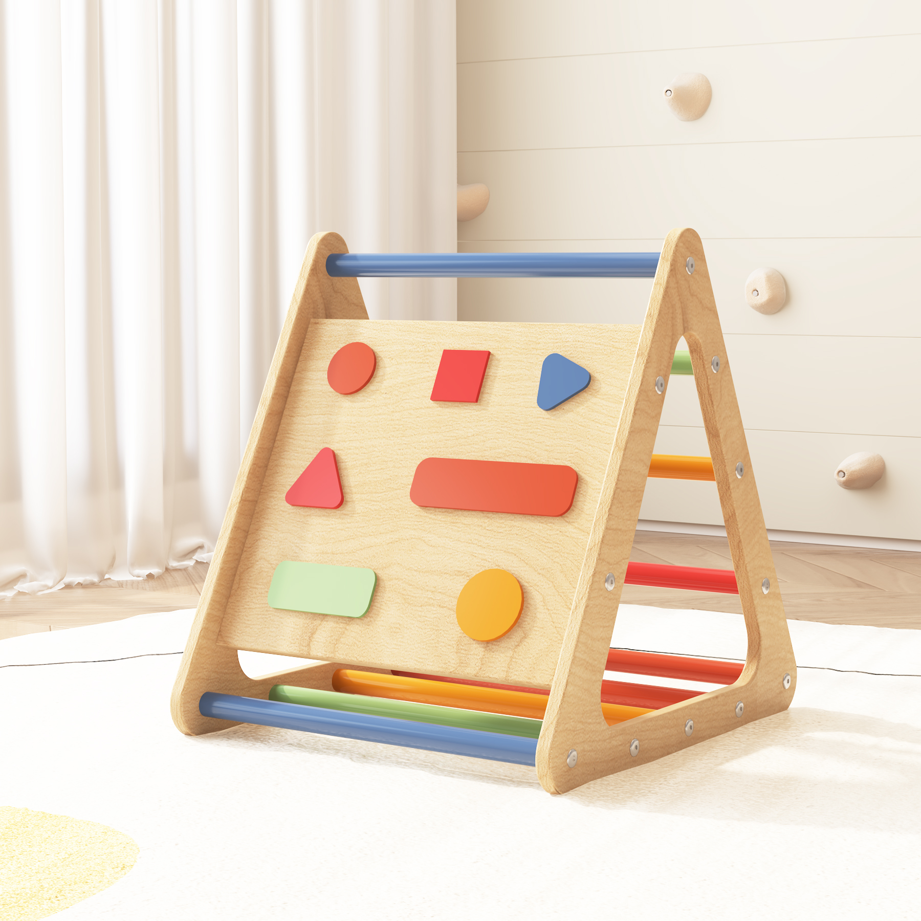 Montessori Shape Matching Pikler Triangle | Toddler Climbing & Cognitive Learning Play Gym