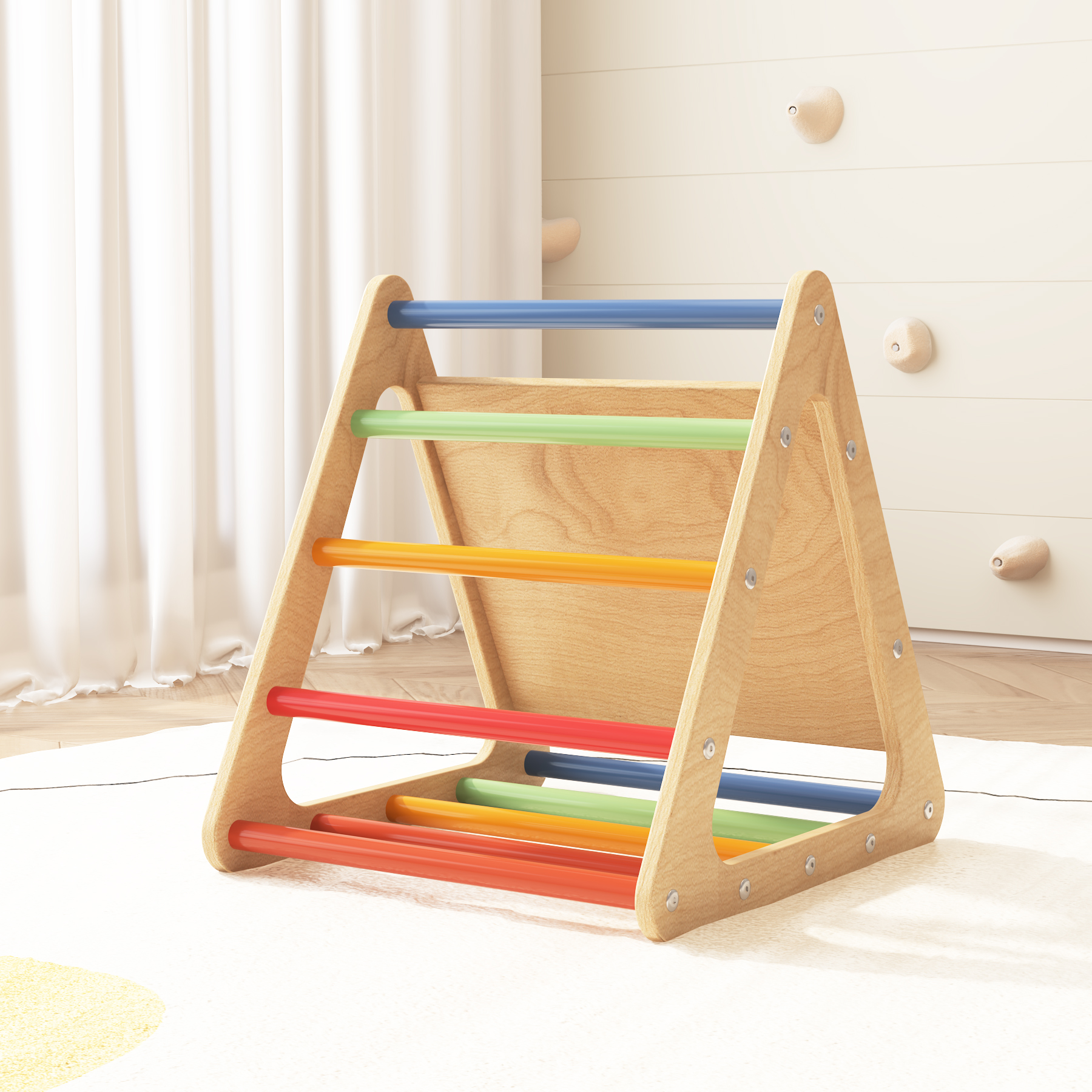 Montessori Shape Matching Pikler Triangle | Toddler Climbing & Cognitive Learning Play Gym