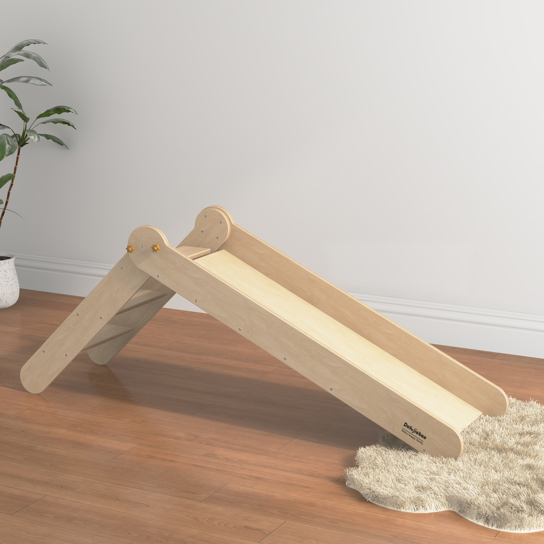 Wooden Pikler Climb Slide Ramp | Montessori Toddler Indoor Gross Motor Activity Play Gym