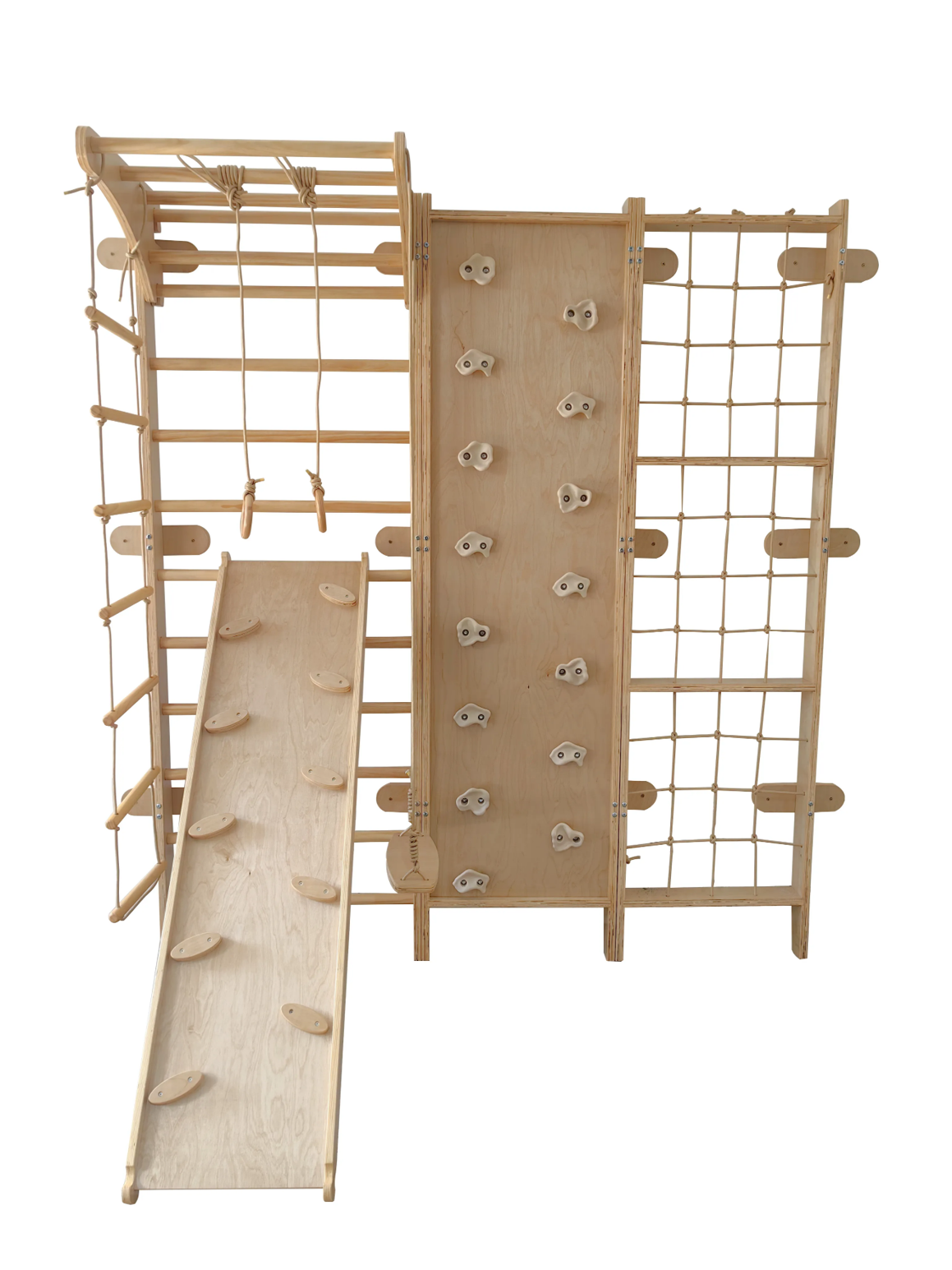 Wooden Wall Climbing Playground | Montessori Kids Indoor Gym Ladder Rock Climb Net Activity Set