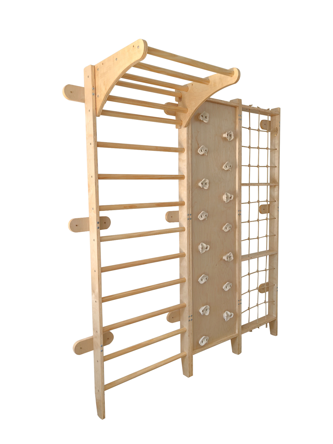 Wooden Wall Climbing Playground | Montessori Kids Indoor Gym Ladder Rock Climb Net Activity Set