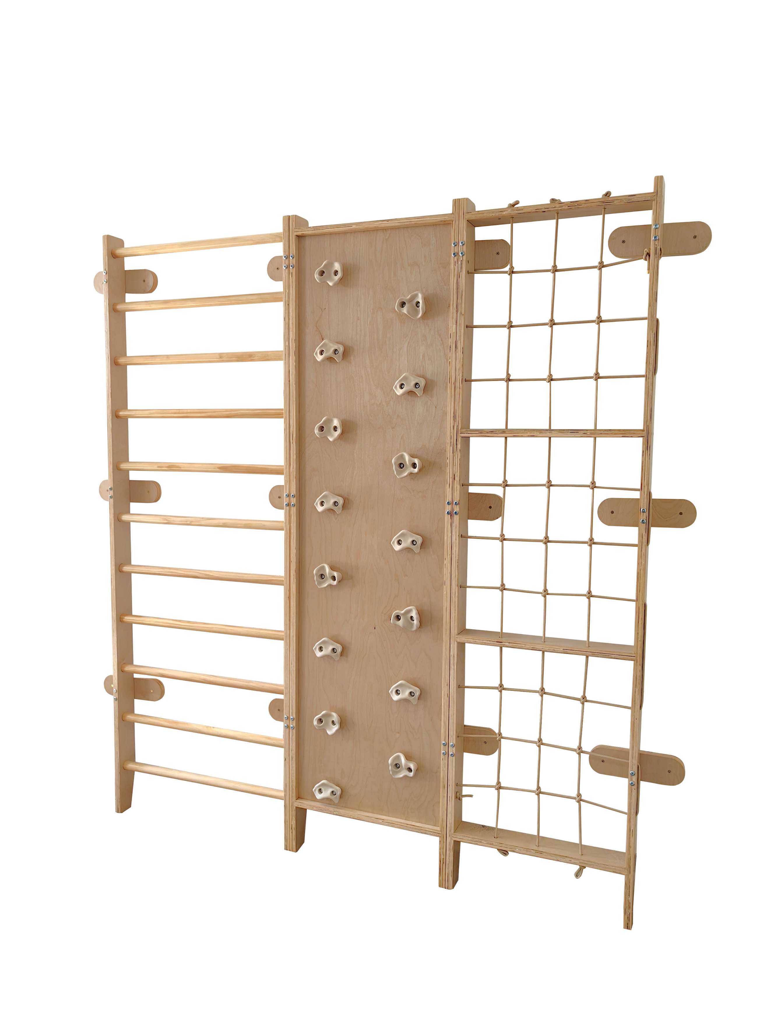 Wooden Wall Climbing Playground | Montessori Kids Indoor Gym Ladder Rock Climb Net Activity Set