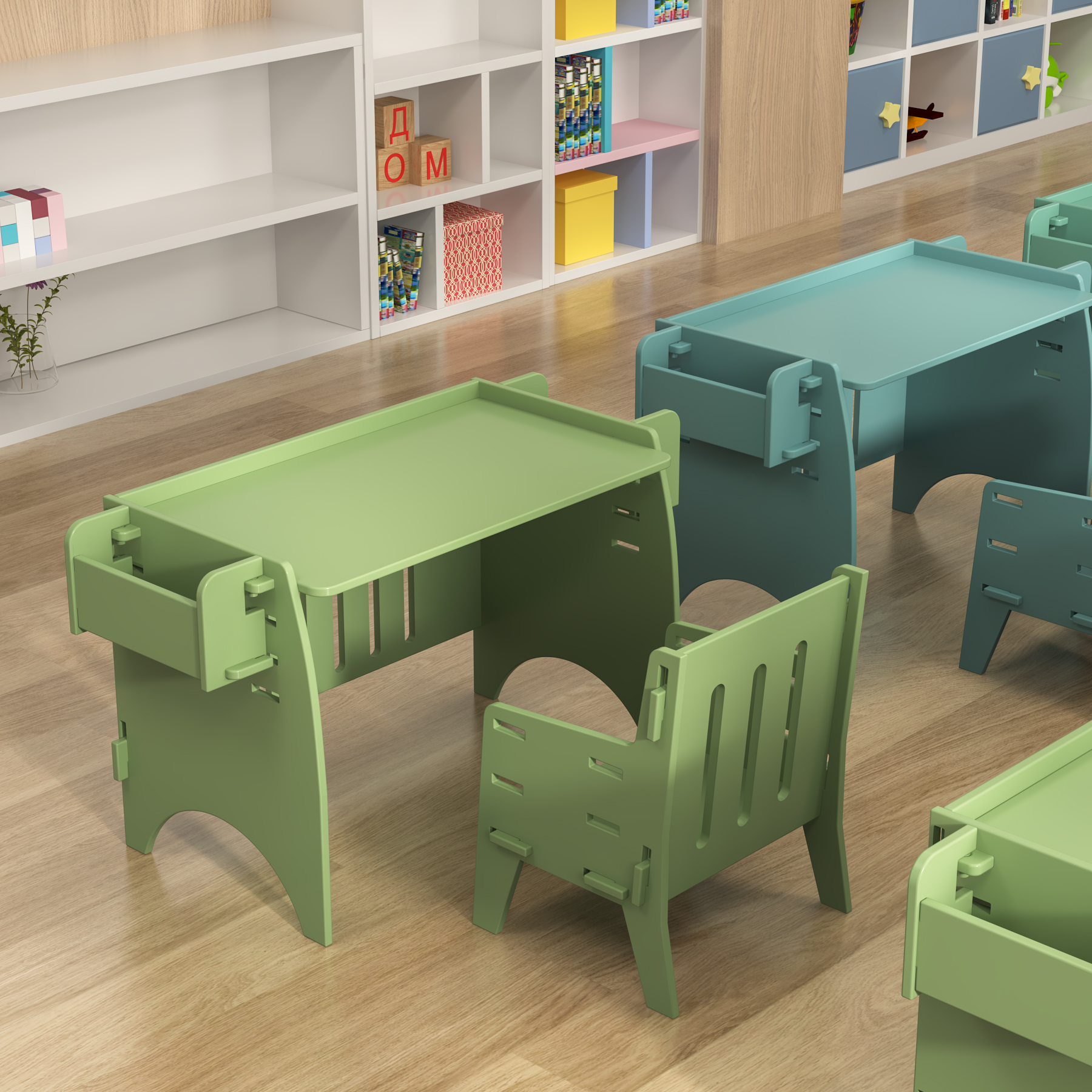 Adjustable Kids Table and Chair Set with Storage | Wooden Toddler Activity Desk for Playroom