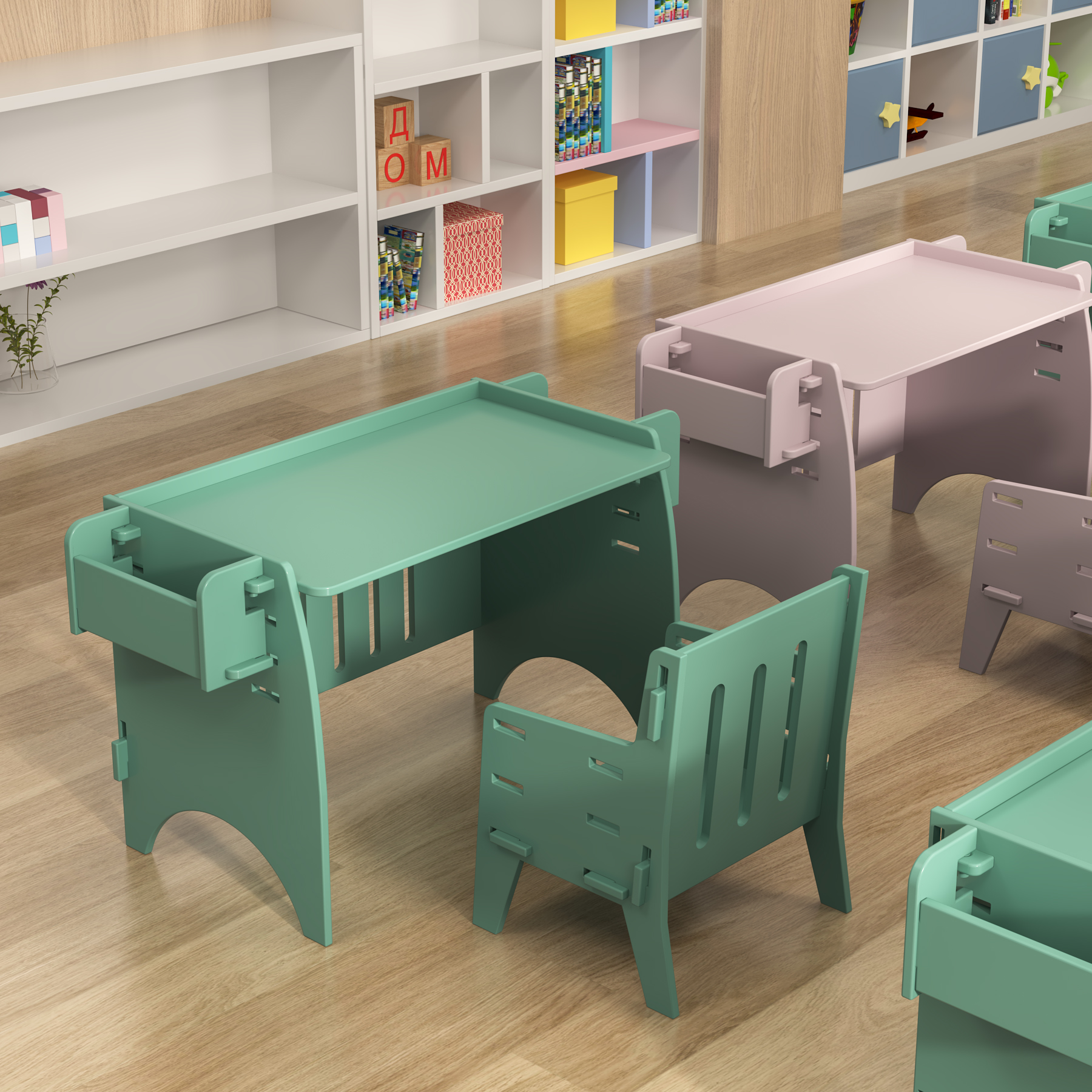 Adjustable Kids Table and Chair Set with Storage | Wooden Toddler Activity Desk for Playroom