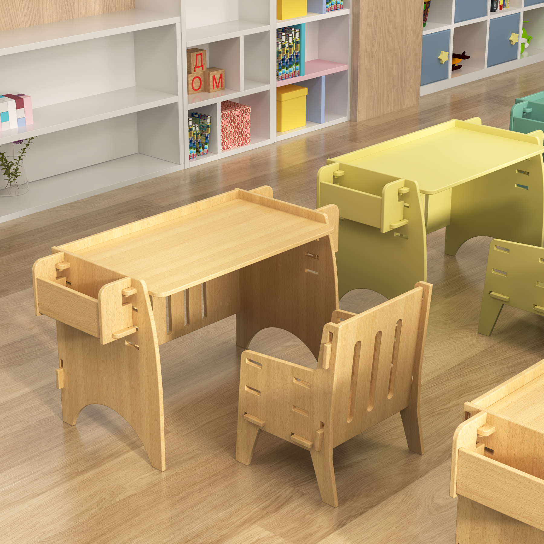 Adjustable Kids Table and Chair Set with Storage | Wooden Toddler Activity Desk for Playroom