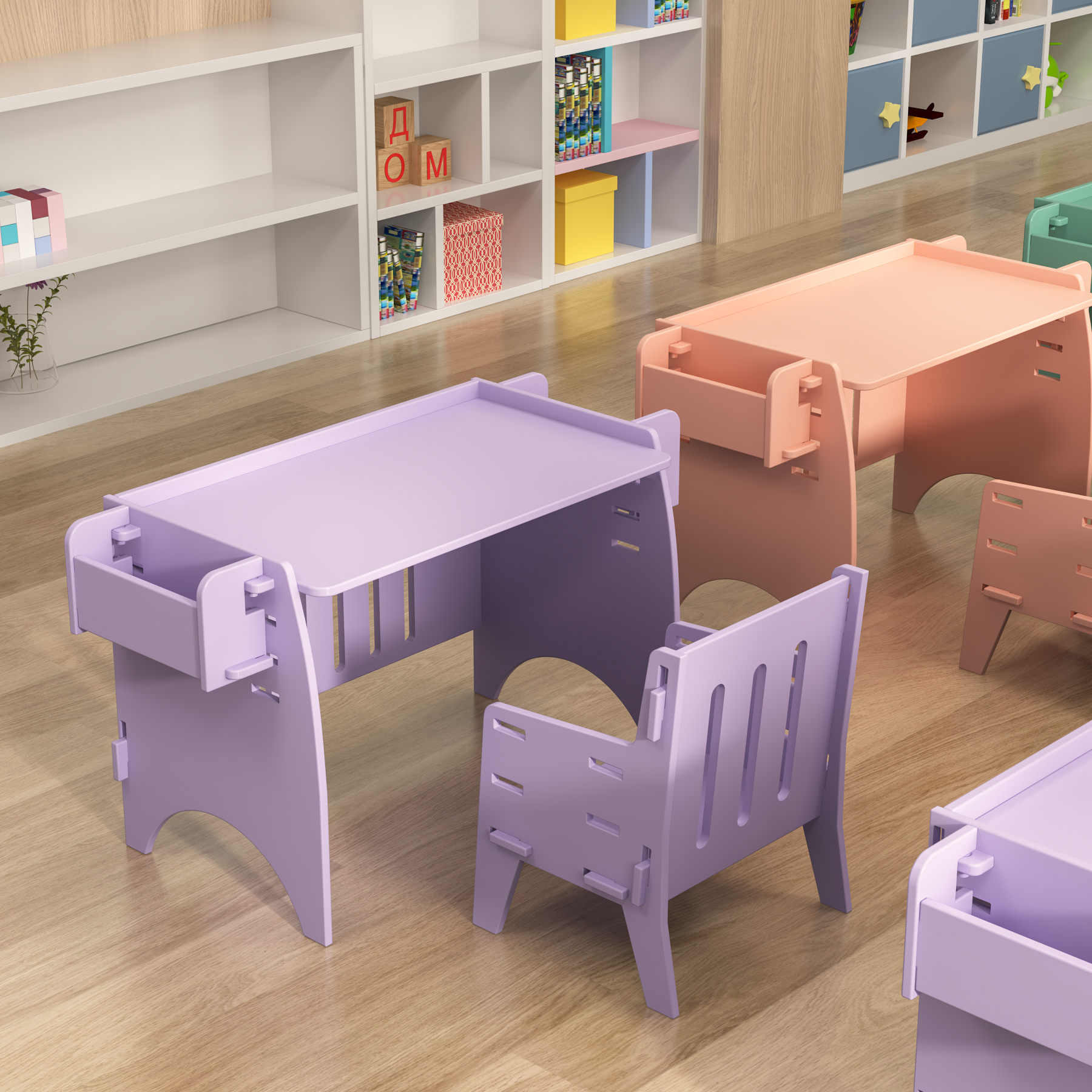 Adjustable Kids Table and Chair Set with Storage | Wooden Toddler Activity Desk for Playroom