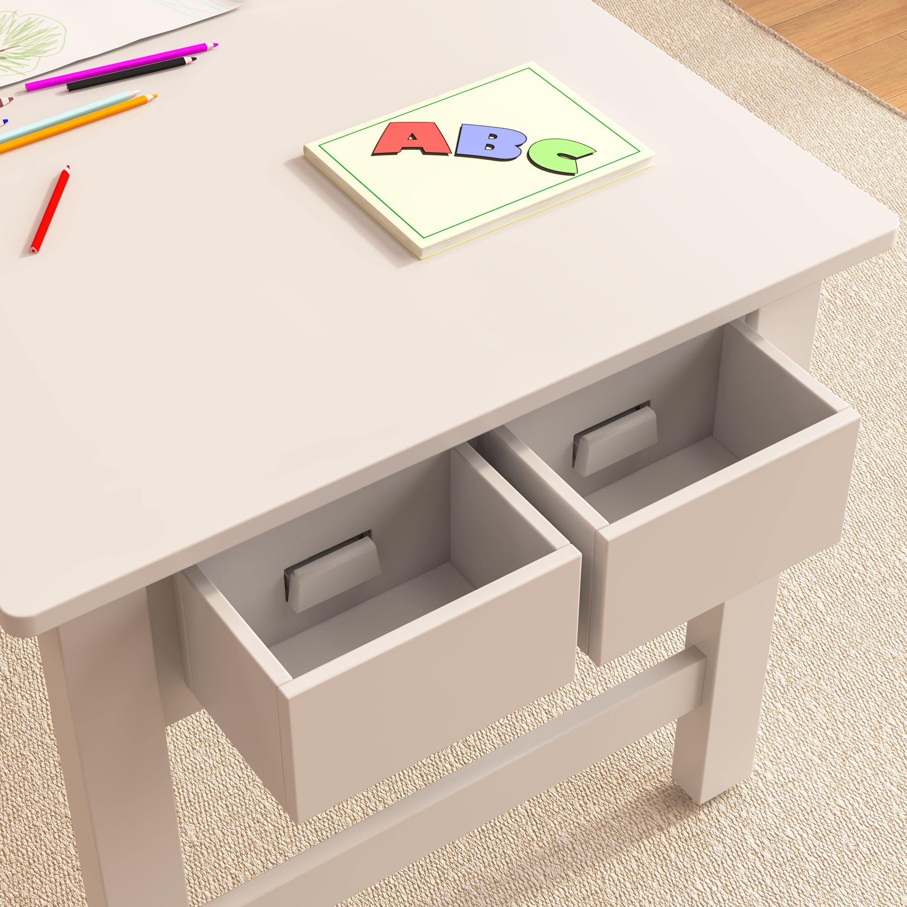 Adjustable Kids Table & 4 Chairs Set with Storage | Toddler Activity Desk for Playroom